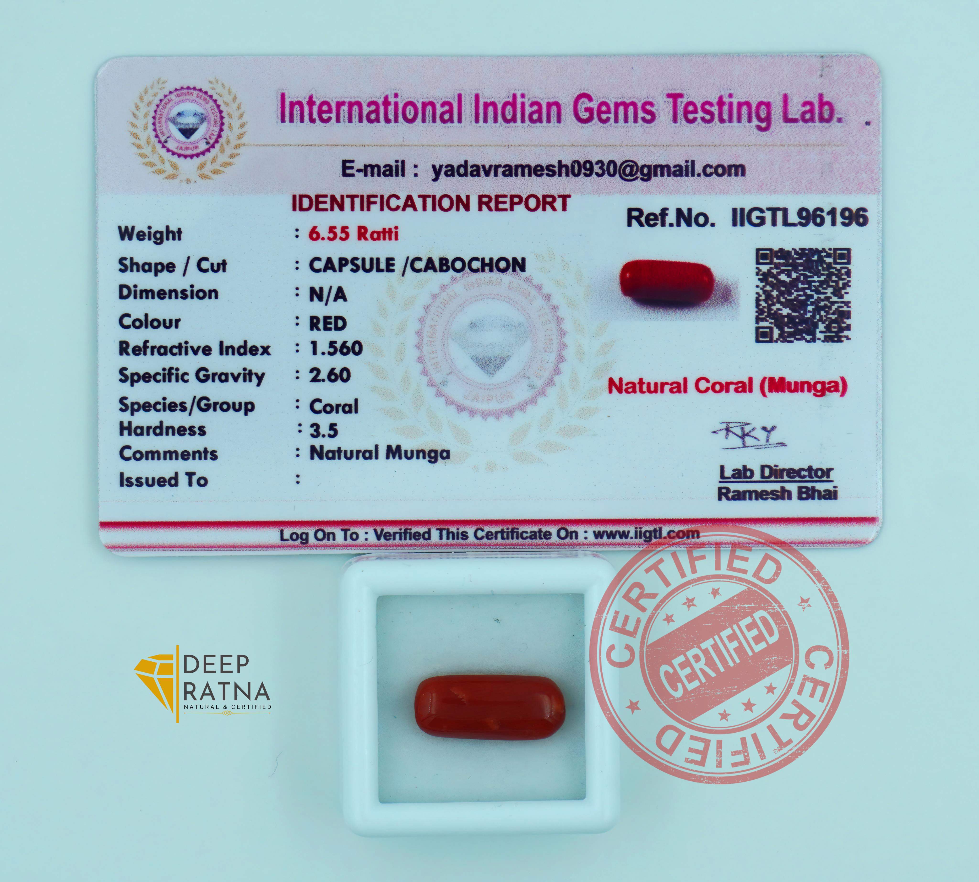 Red Coral 5.96 Carat (Italian)