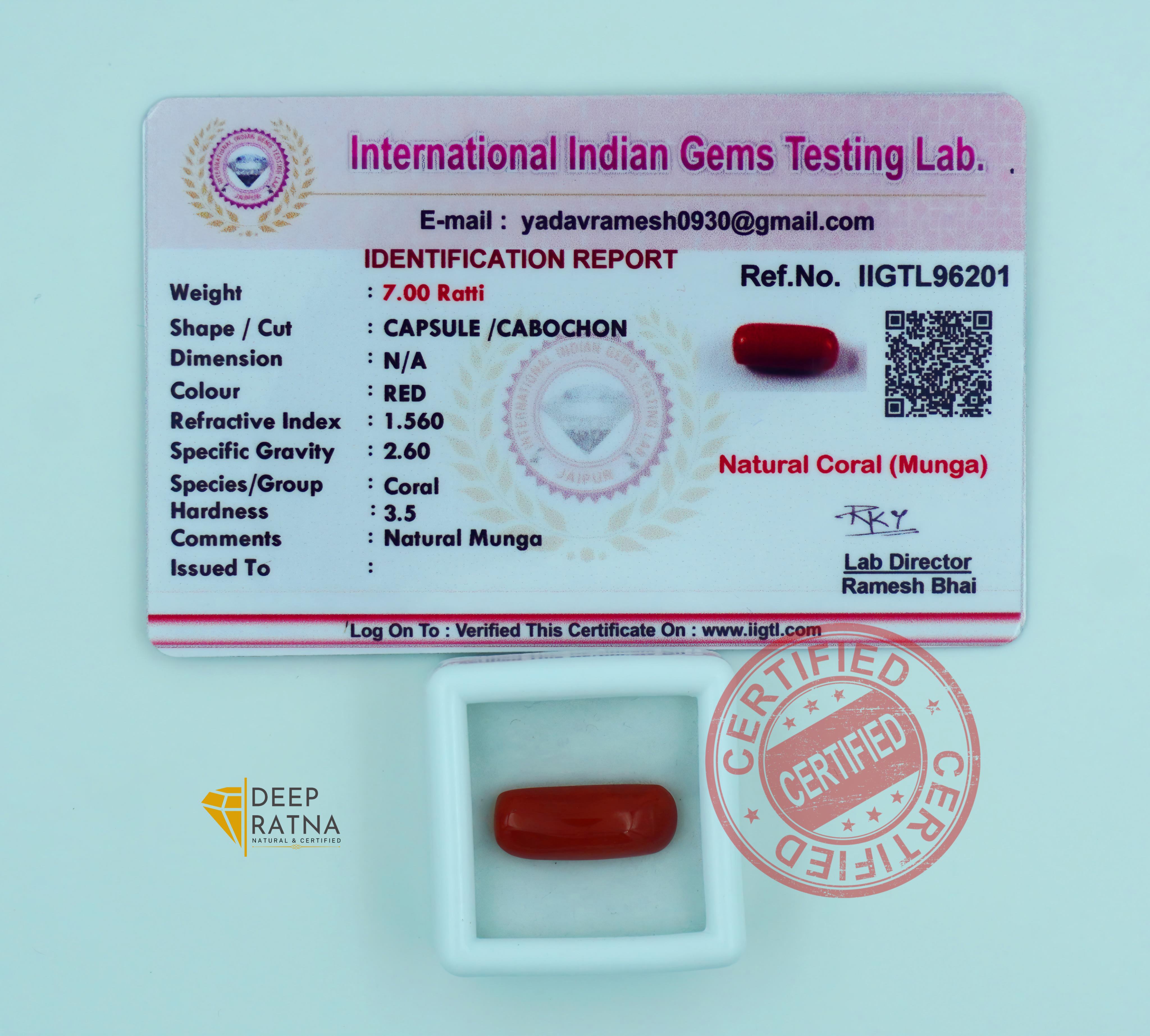 Red Coral 6.36 Carat (Italian)