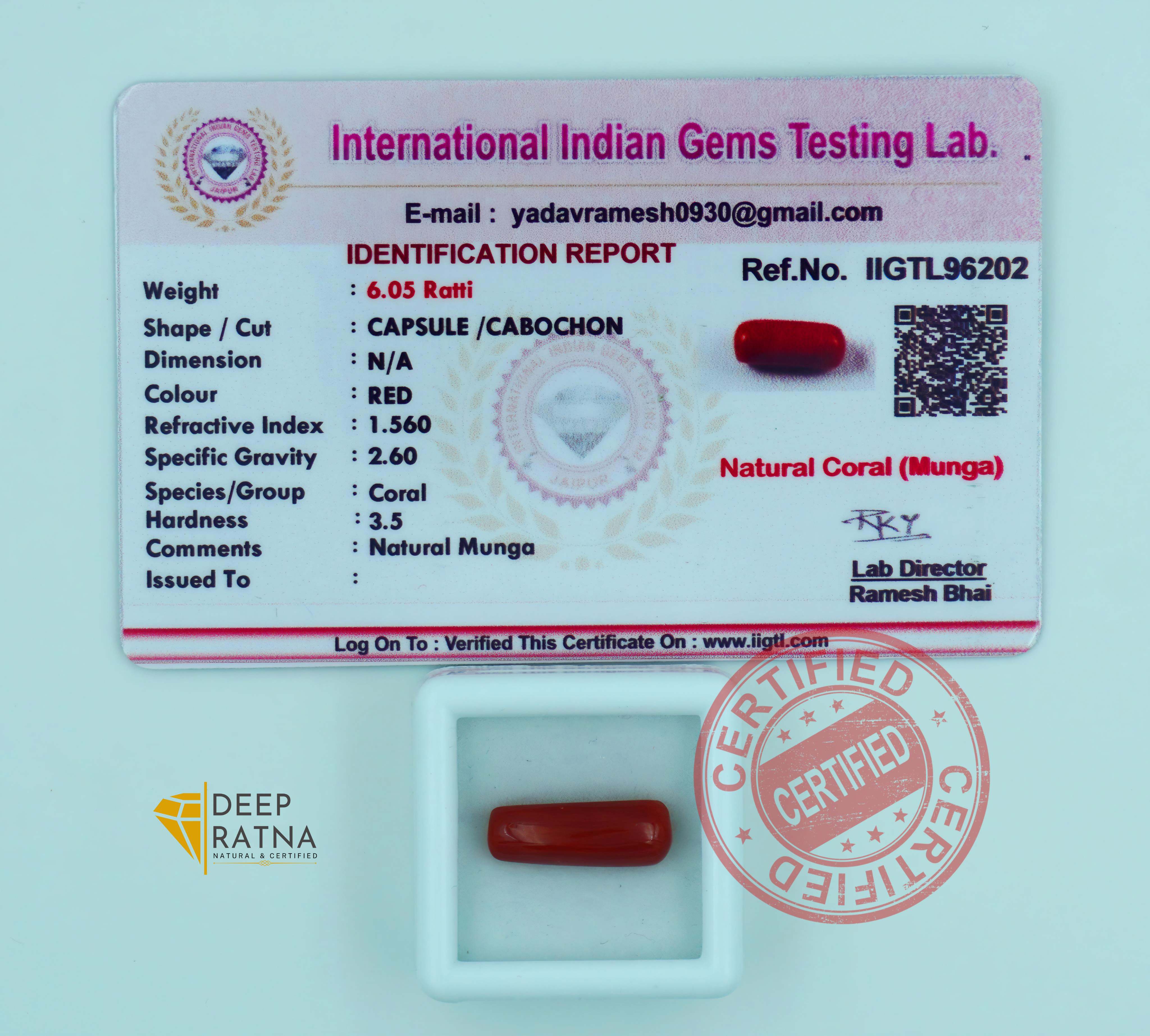 Red Coral 5.50 Carat (Italian)