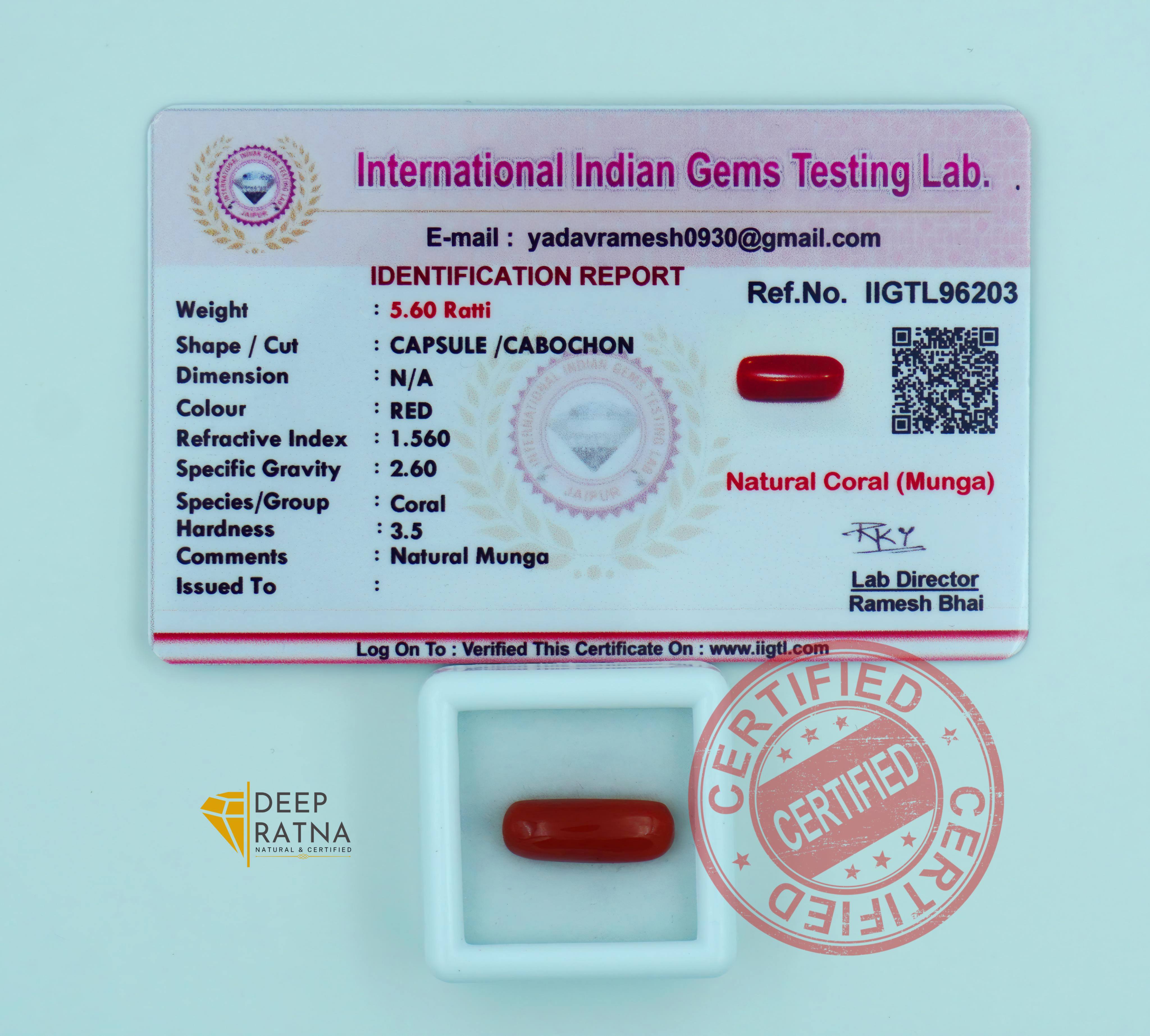 Red Coral 5.09 Carat (Italian)