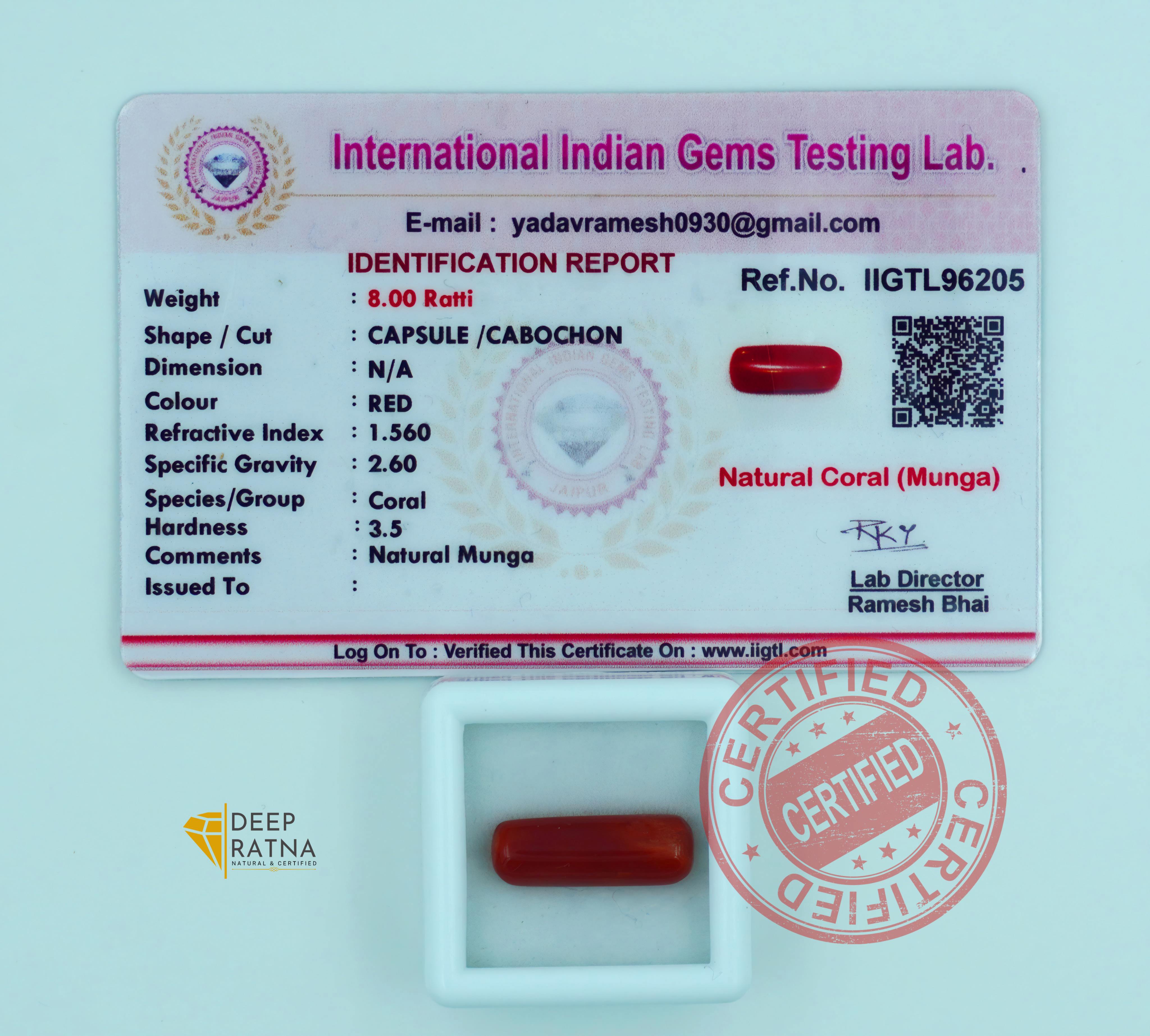 Red Coral 7.28 Carat (Italian)