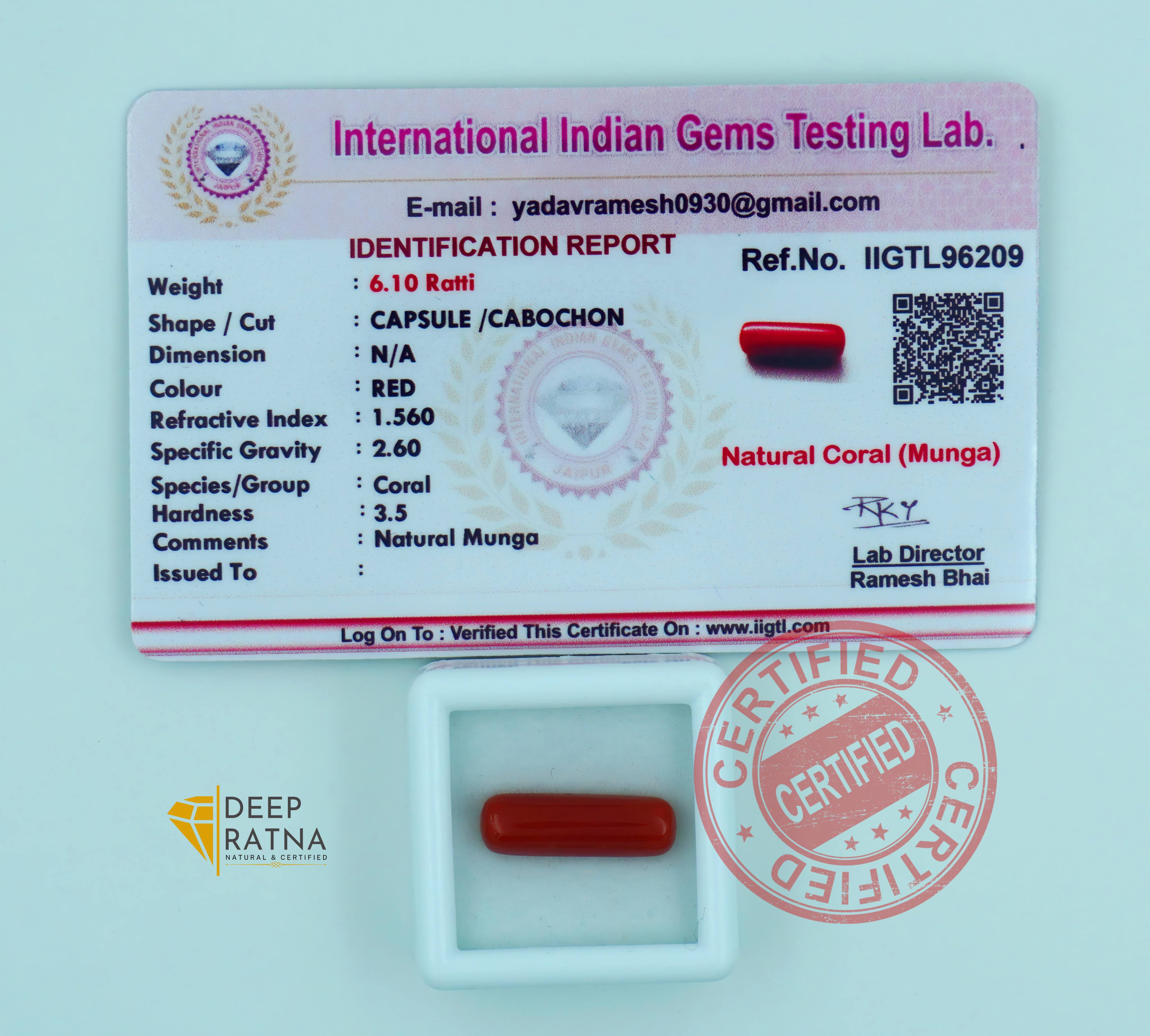 Red Coral 5.55 Carat (Italian)