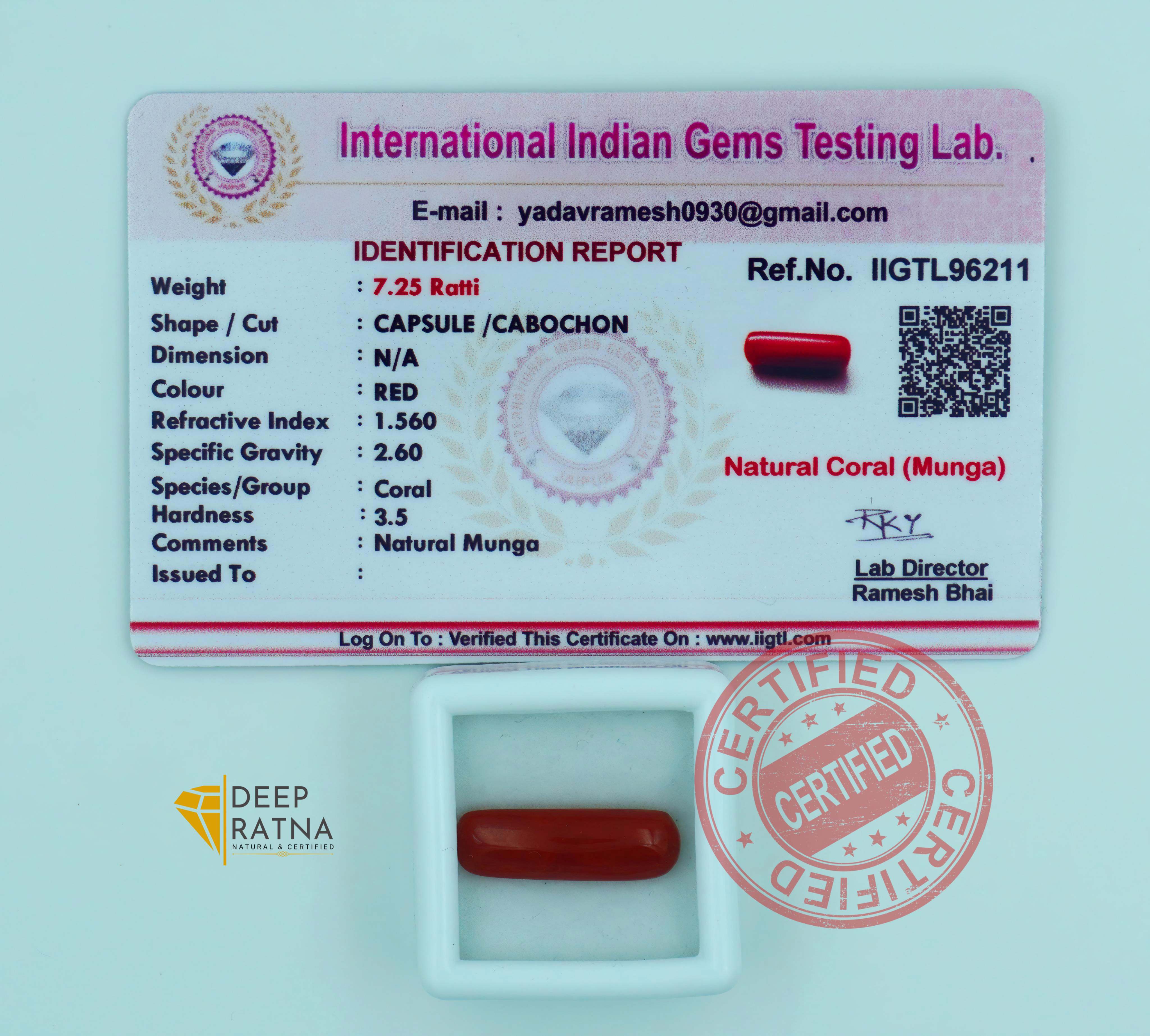 Red Coral 6.59 Carat (Italian)