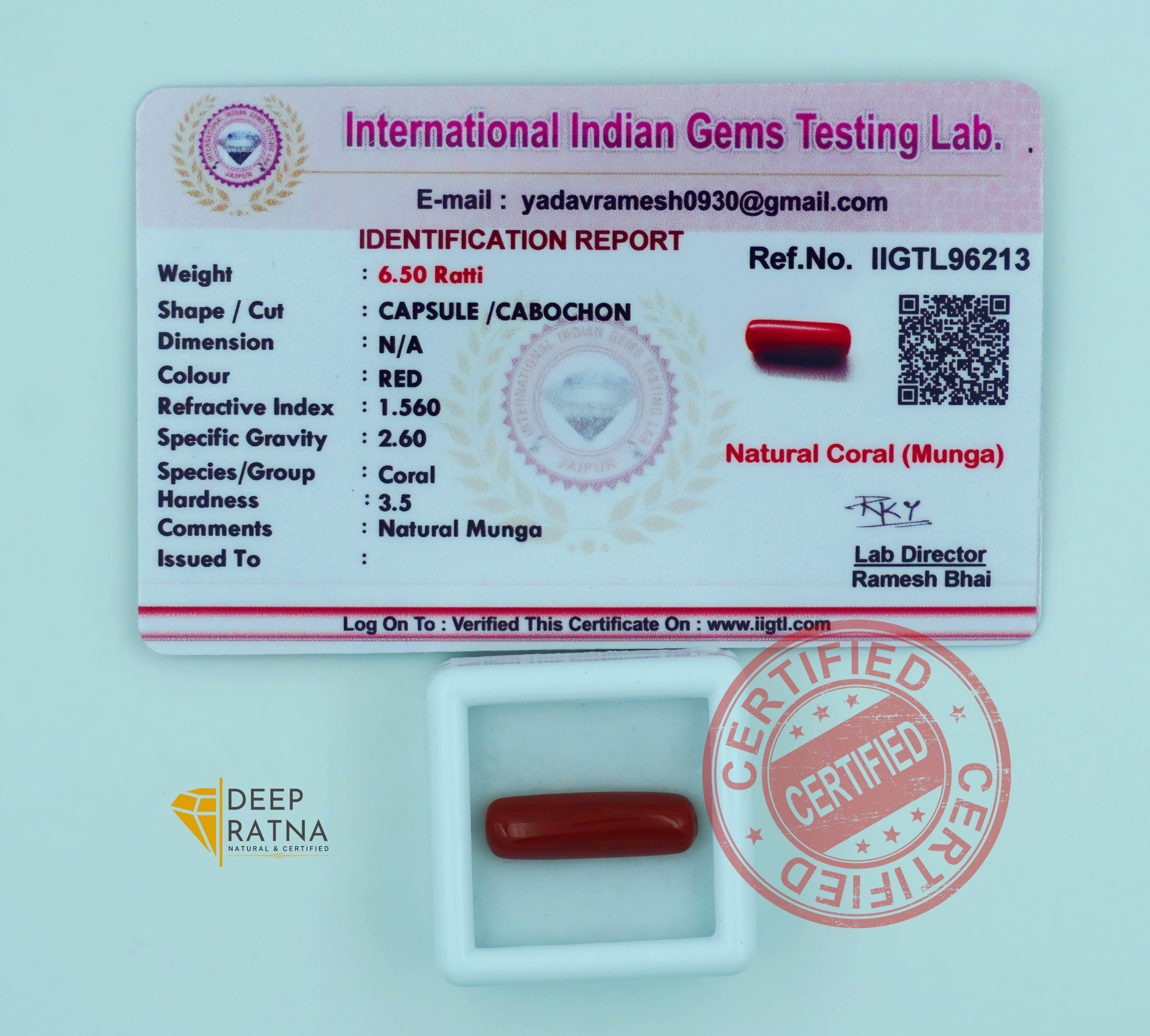 Red Coral 5.92 Carat (Italian)