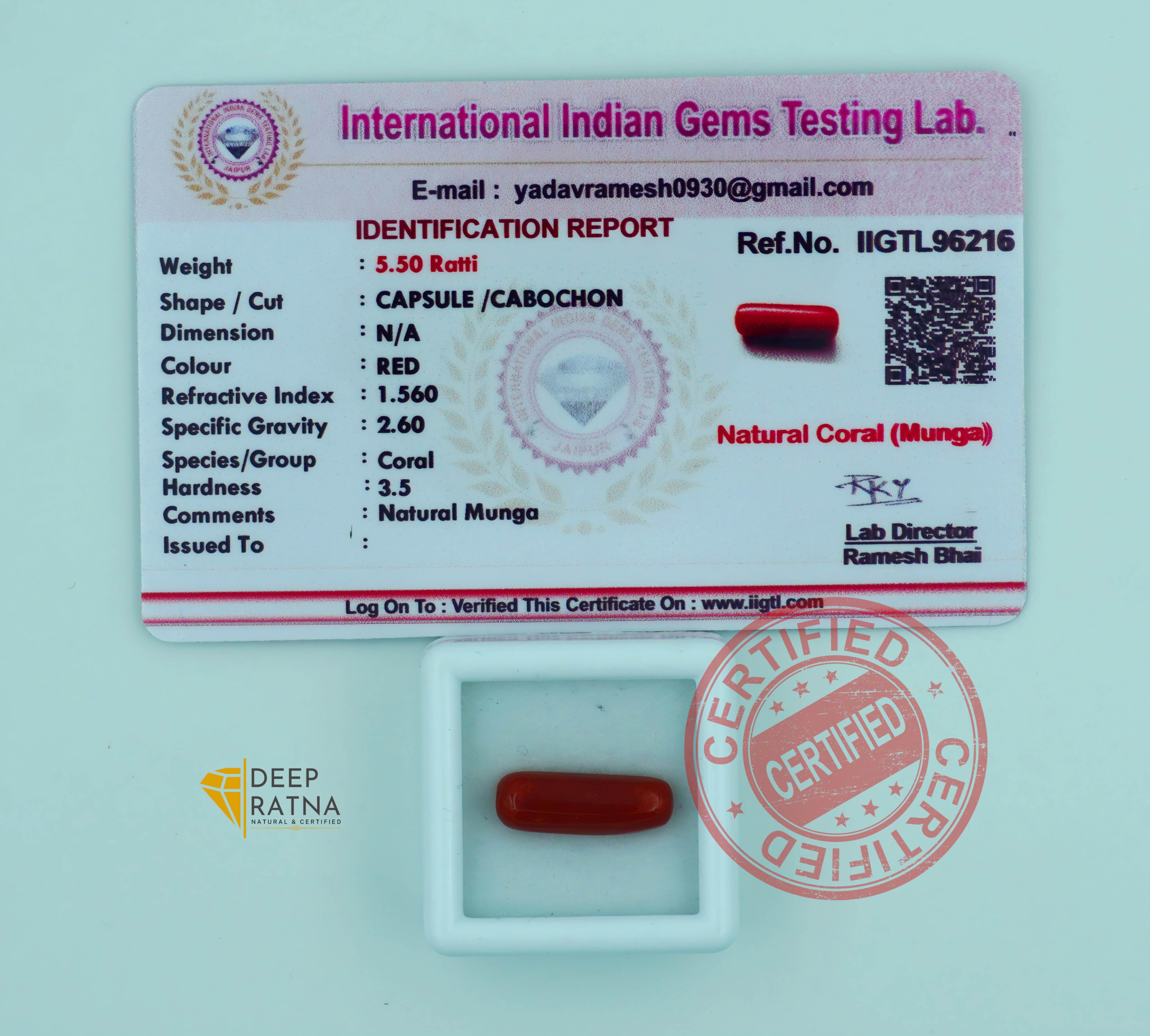 Red Coral 5.04 Carat (Italian)