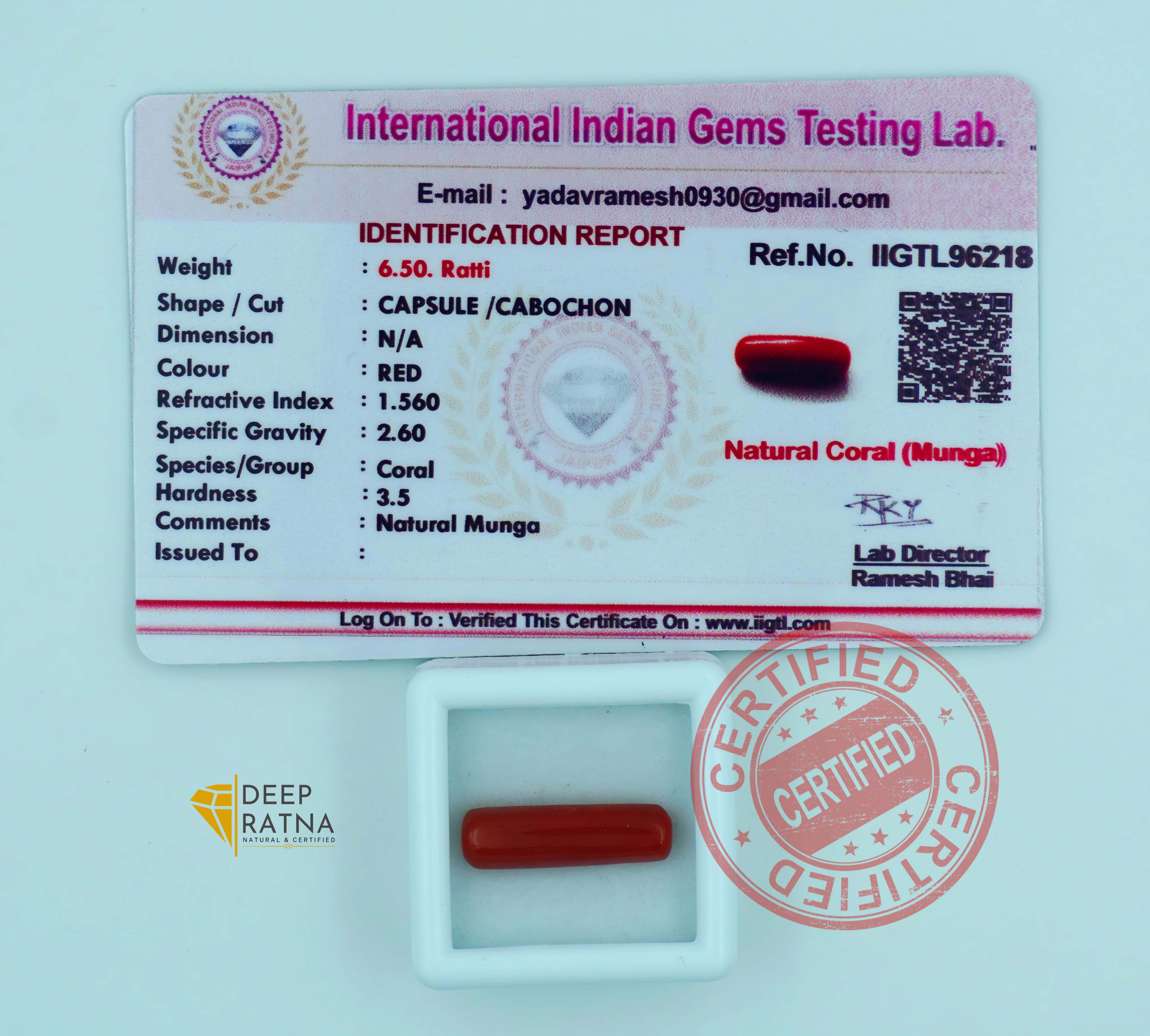 Red Coral 5.91 Carat (Italian)