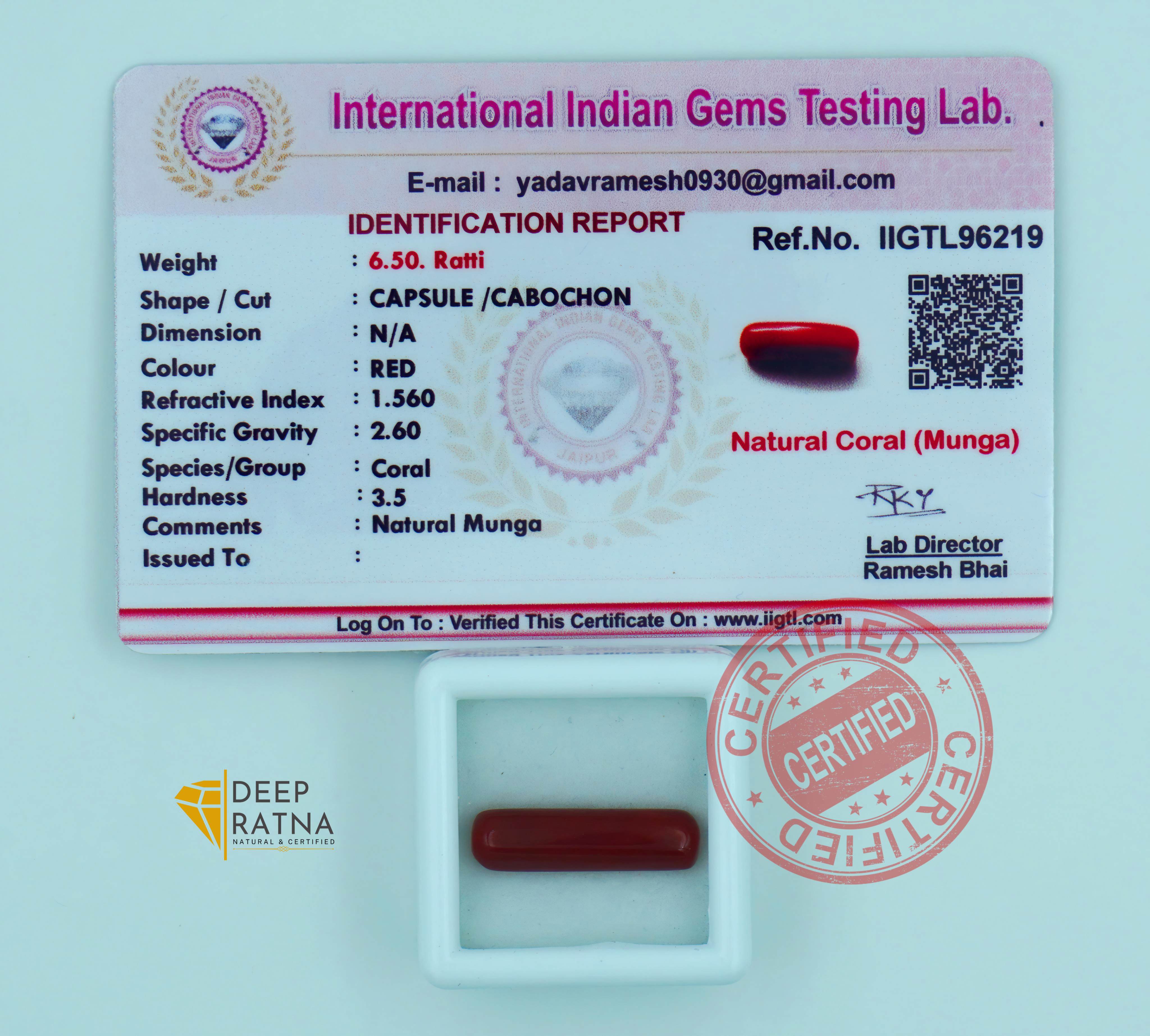 Red Coral 5.90 Carat (Italian)