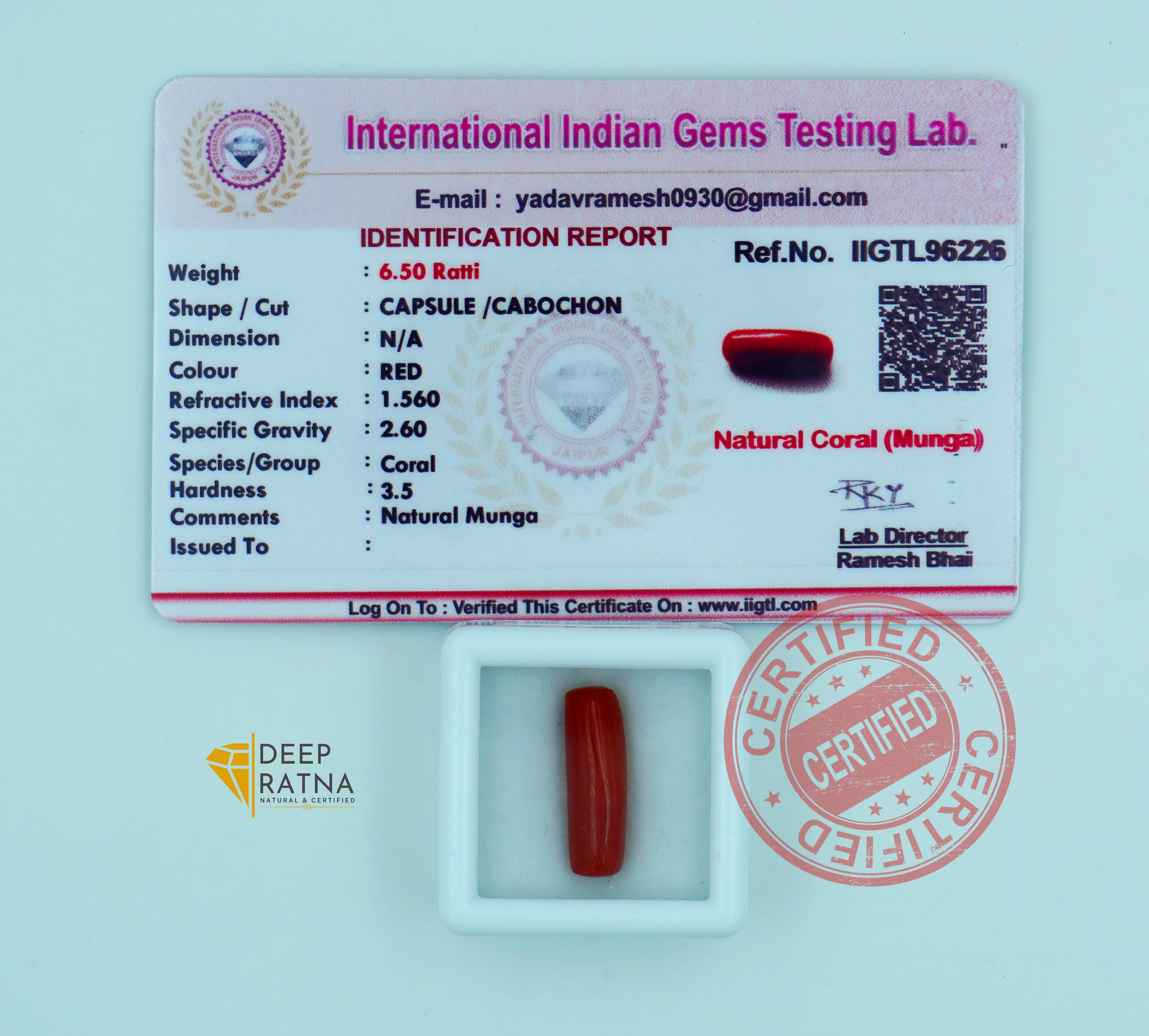 Red Coral 5.92 Carat (Italian)