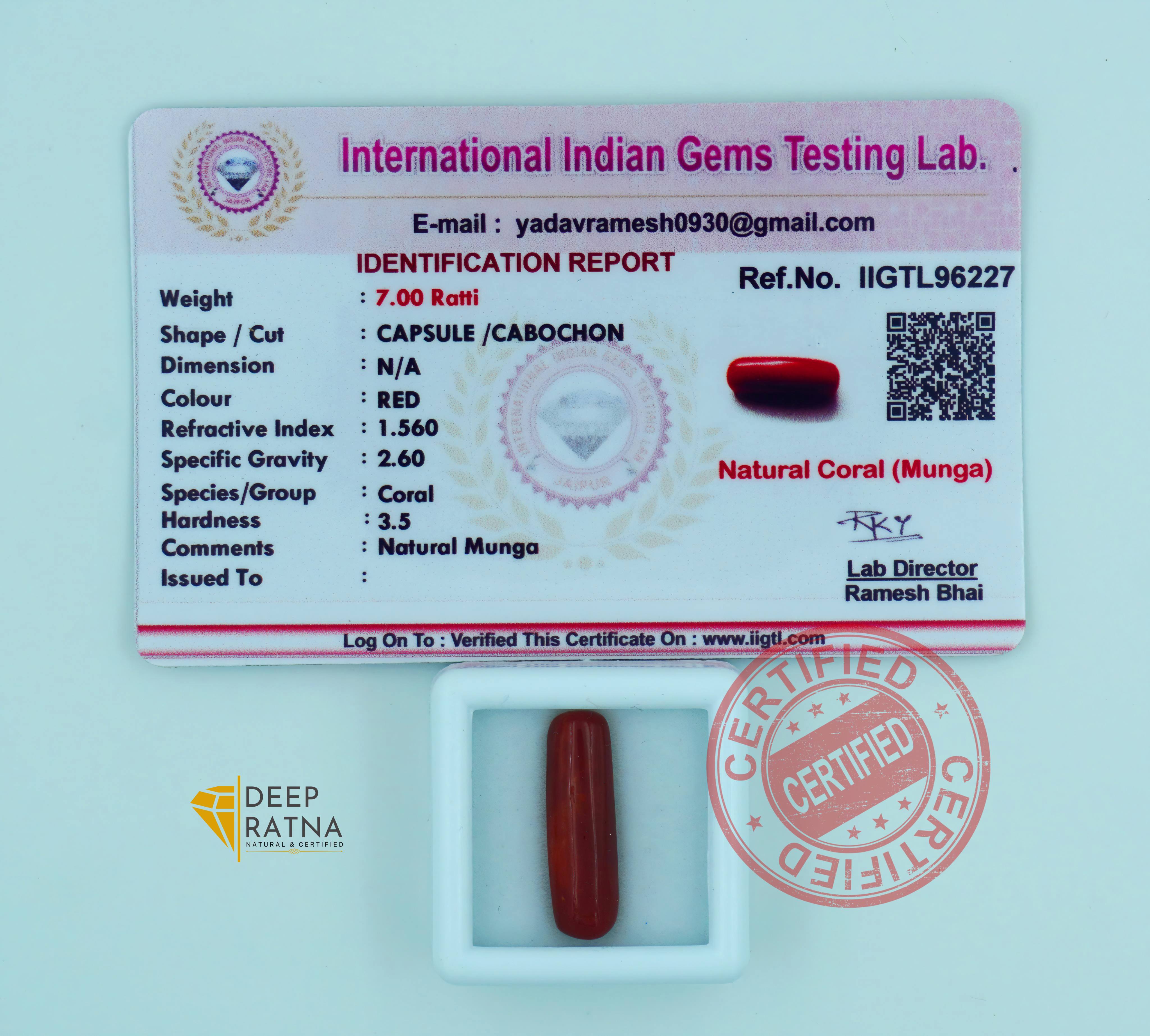 Red Coral 6.36 Carat (Italian)