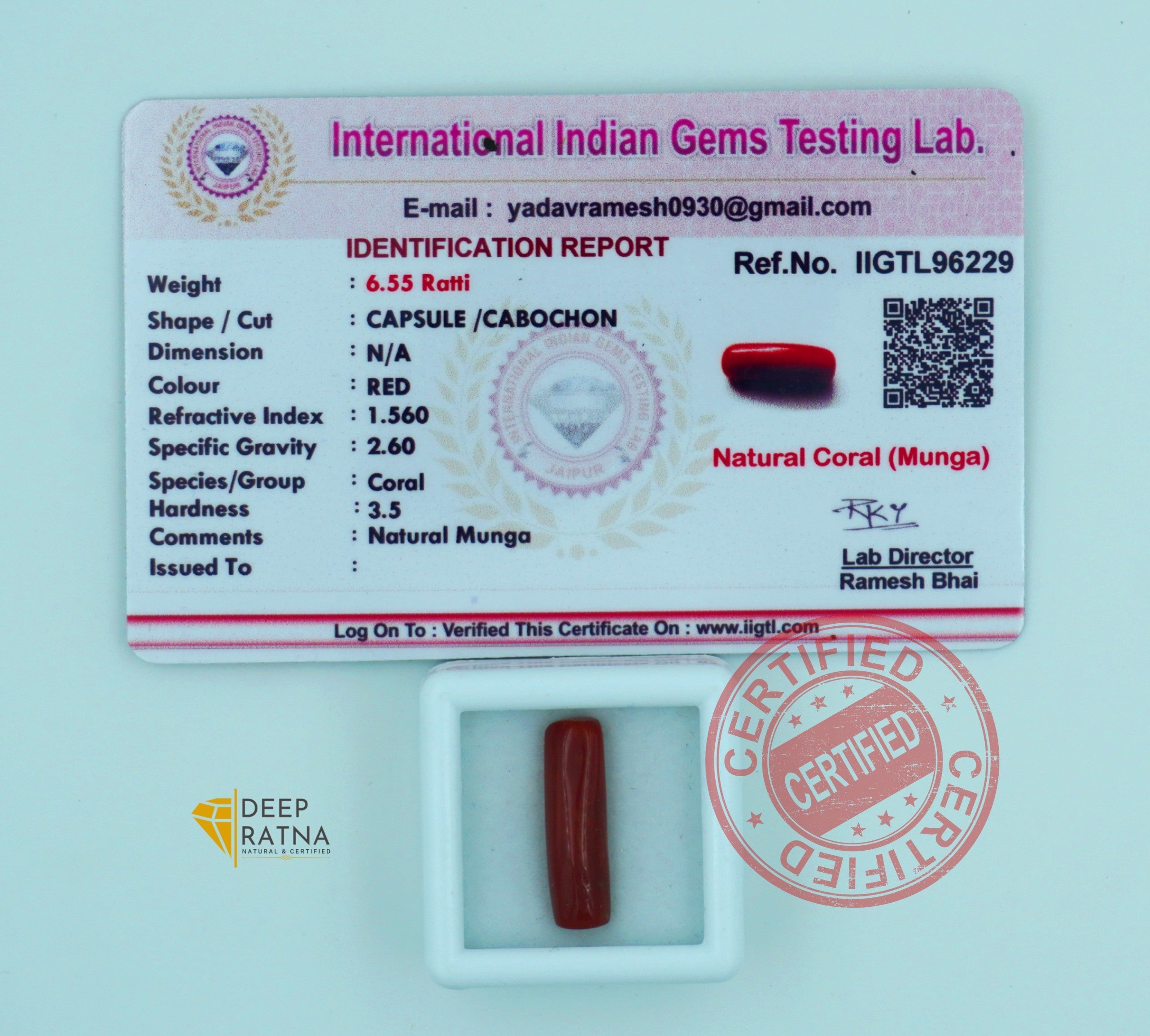 Red Coral 5.89 Carat (Italian)