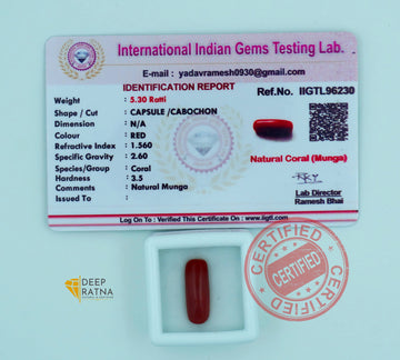 Red Coral 4.80 Carat (5.30 Ratti) Italian
