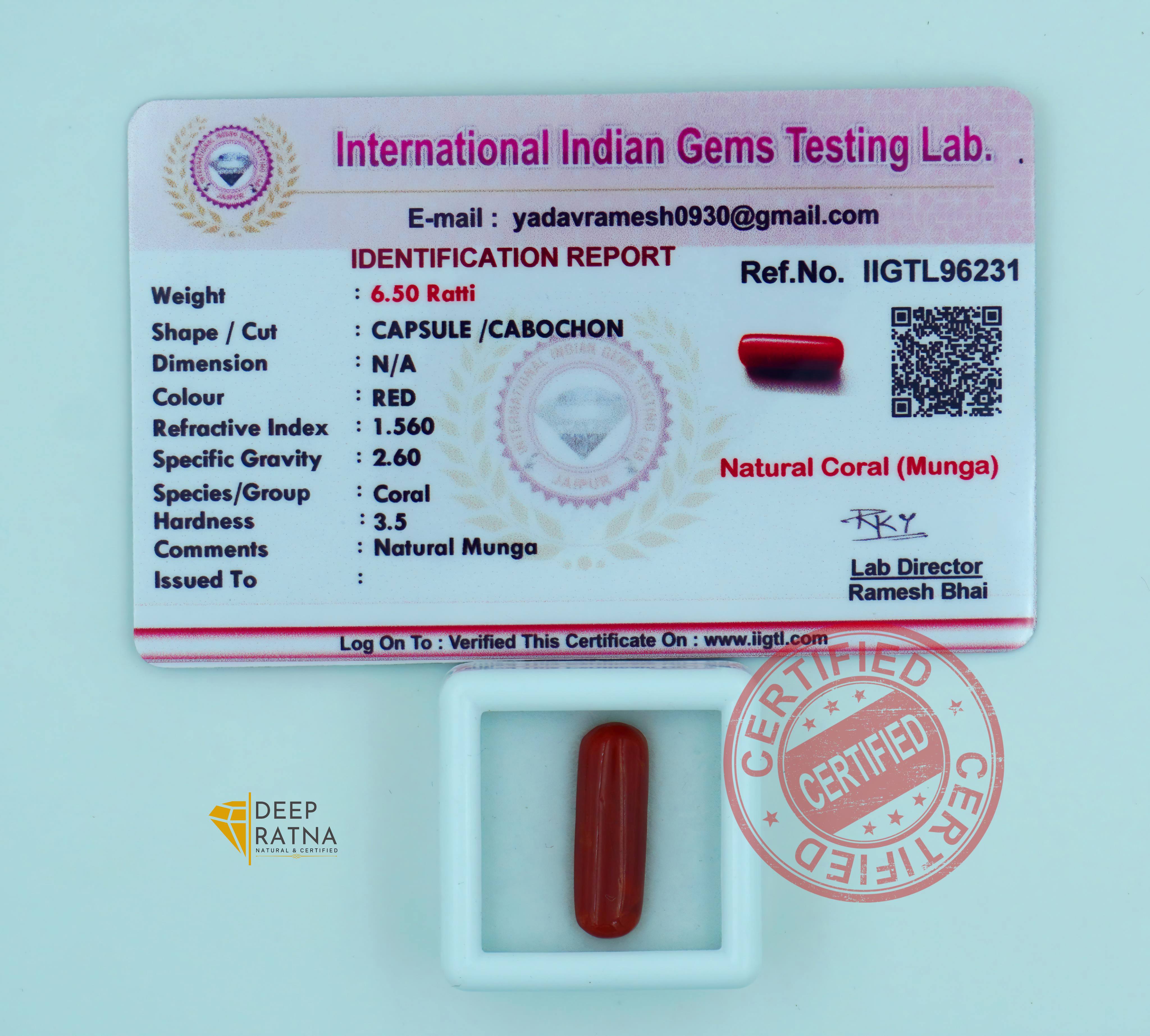 Red Coral 5.93 Carat (Italian)