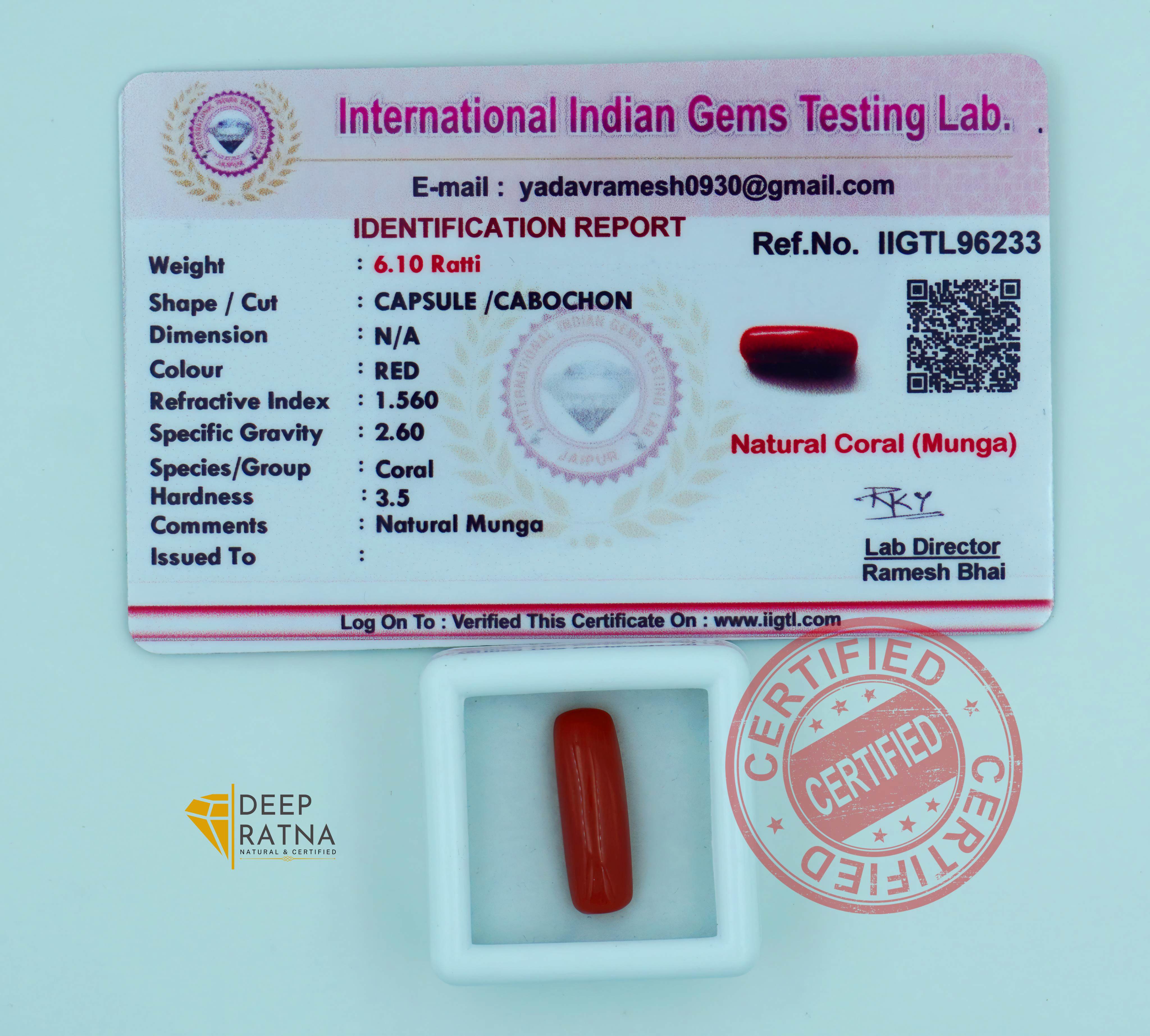 Red Coral 5.57 Carat (Italian)