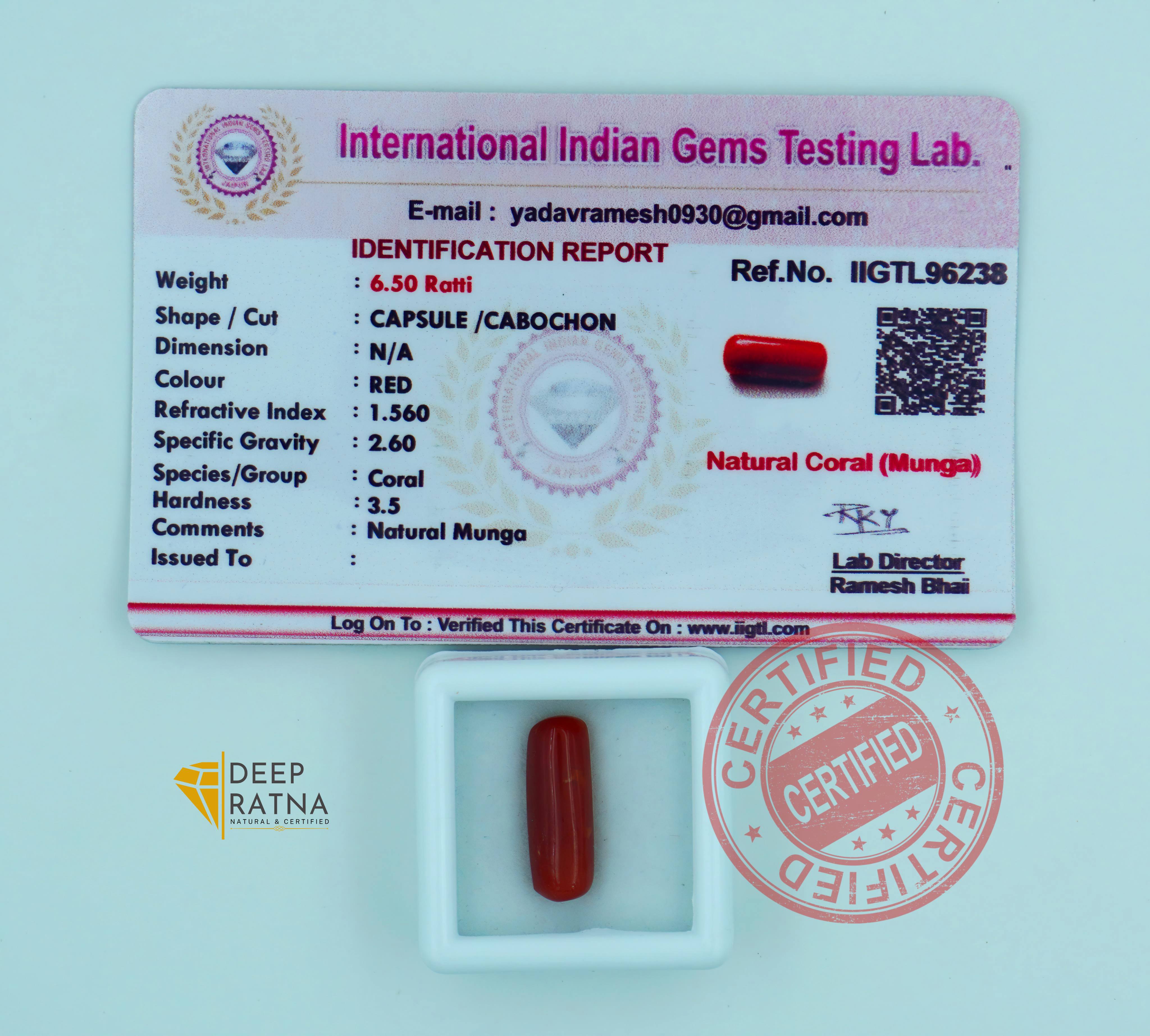 Red Coral 5.88 Carat (Italian)