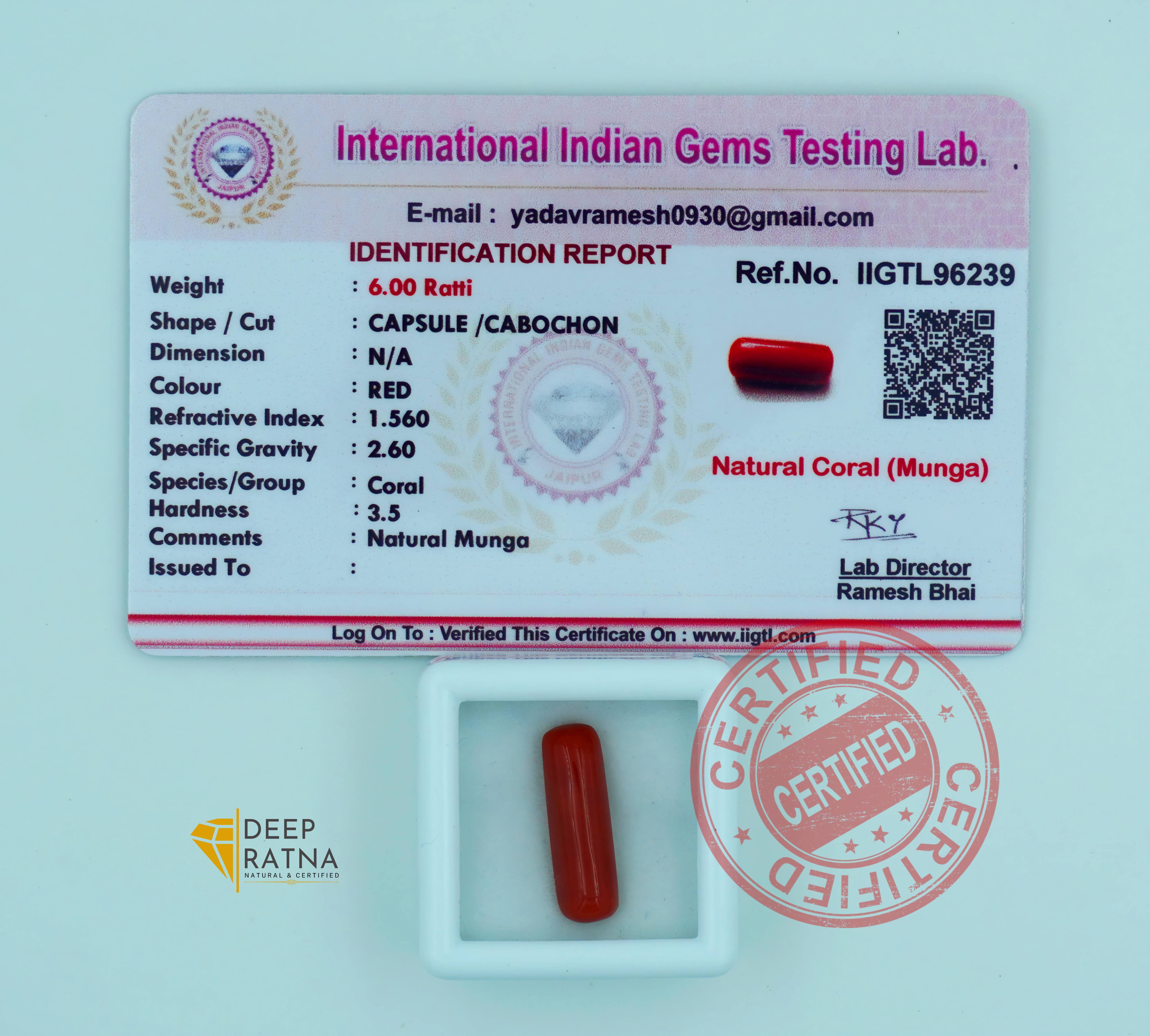 Red Coral 5.47 Carat (Italian)