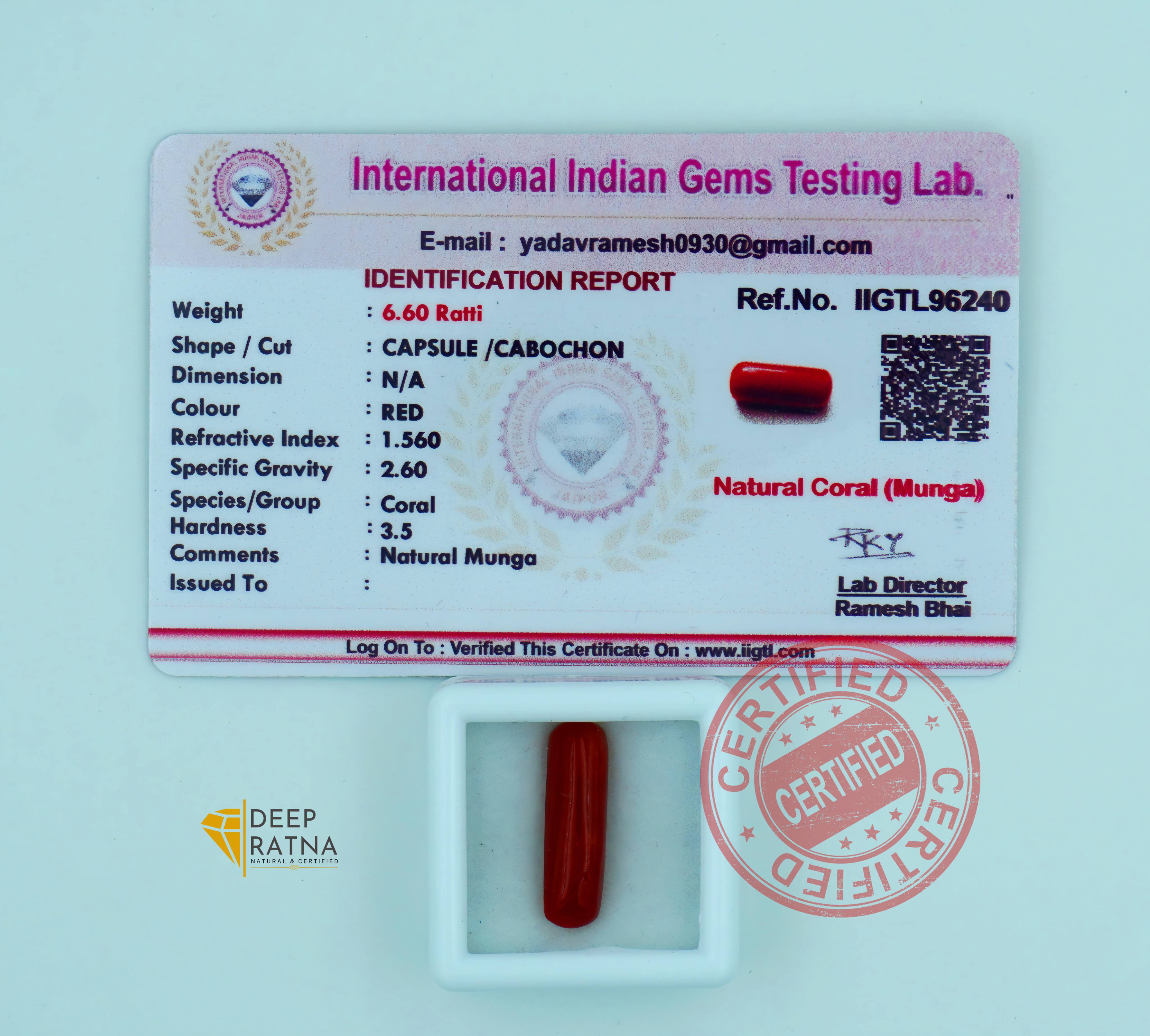 Red Coral 6.03 Carat (Italian)