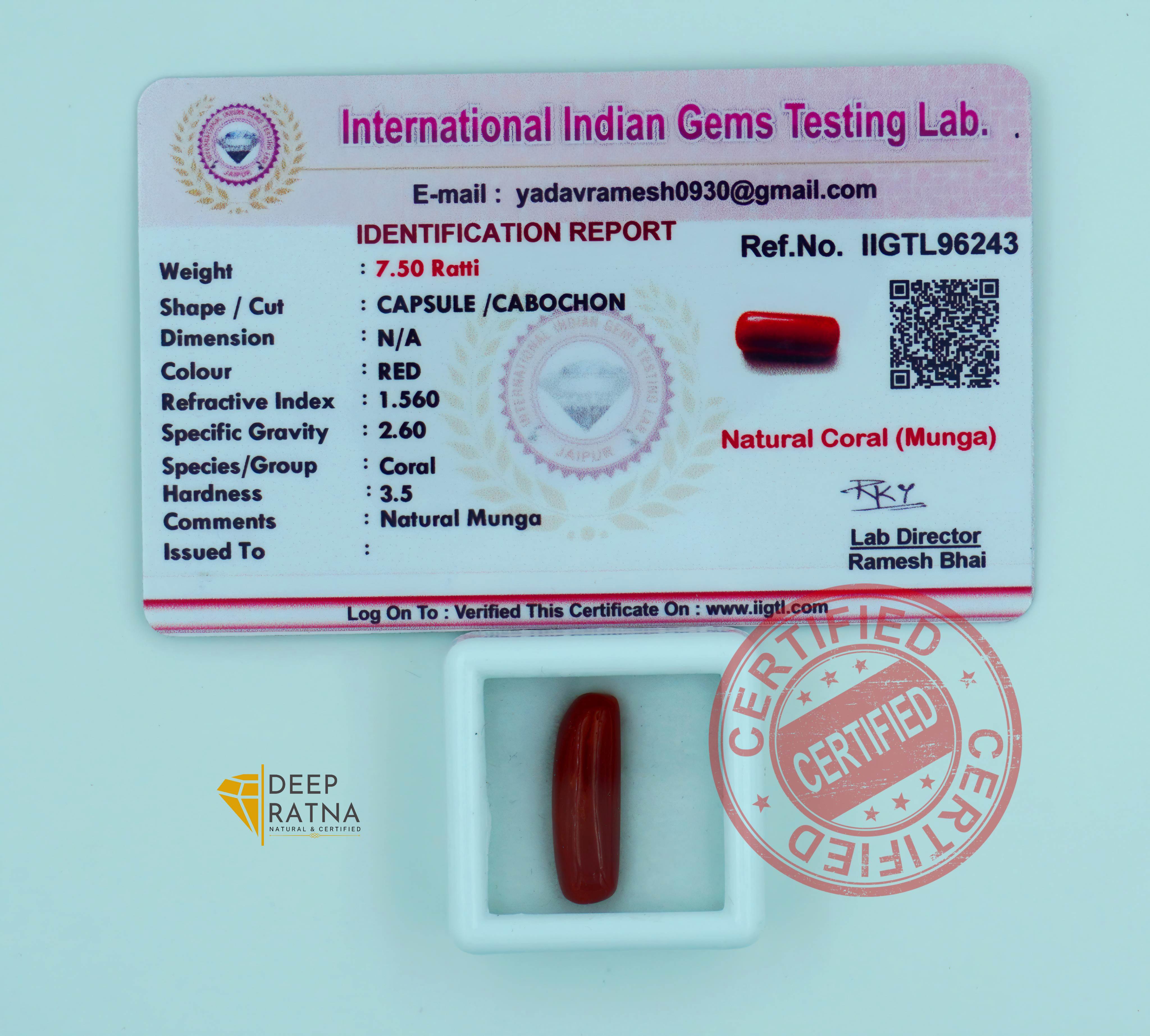 Red Coral 6.82 Carat (Italian)