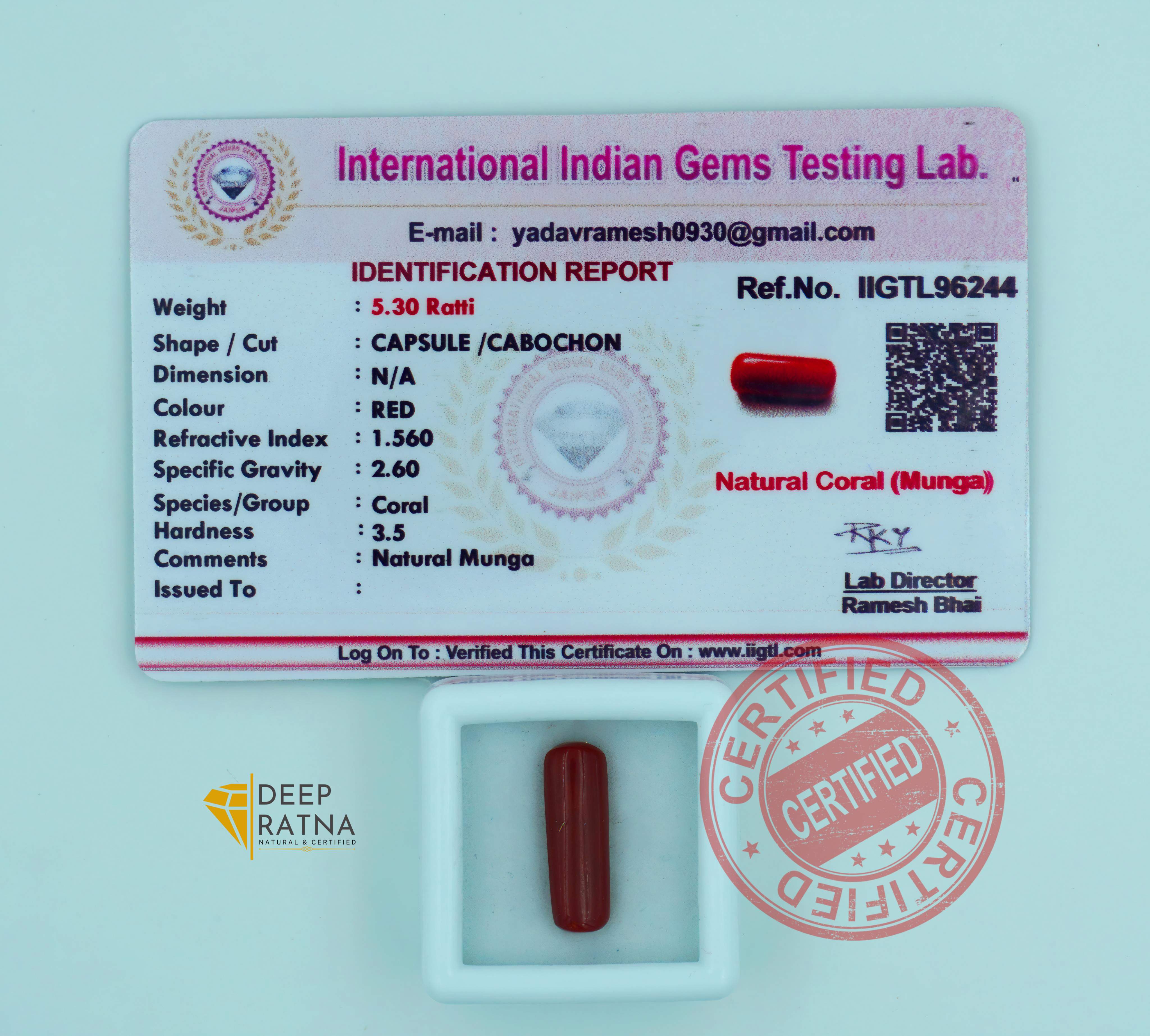 Red Coral 4.85 Carat (Italian)