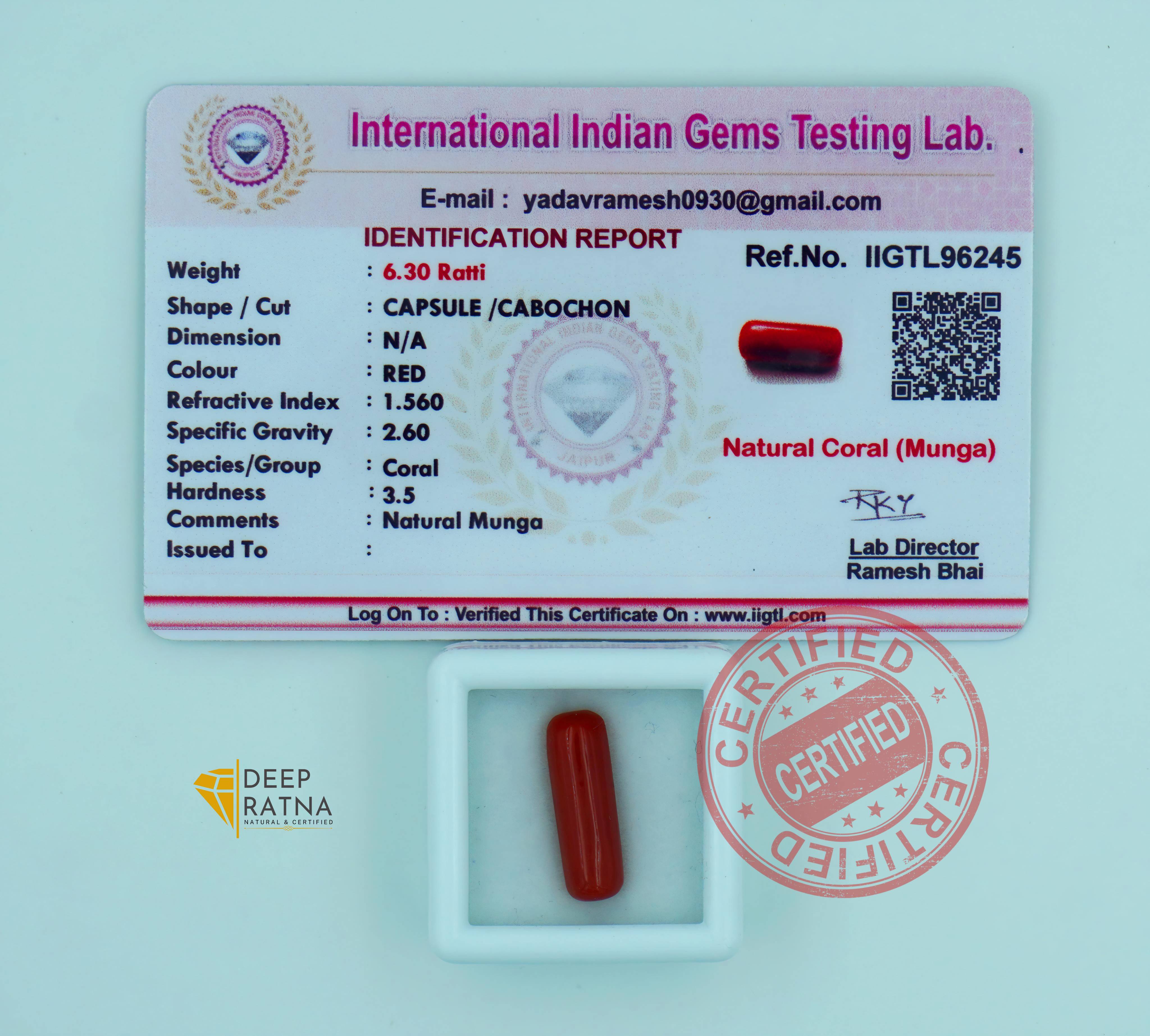 Red Coral 5.73 Carat (Italian)