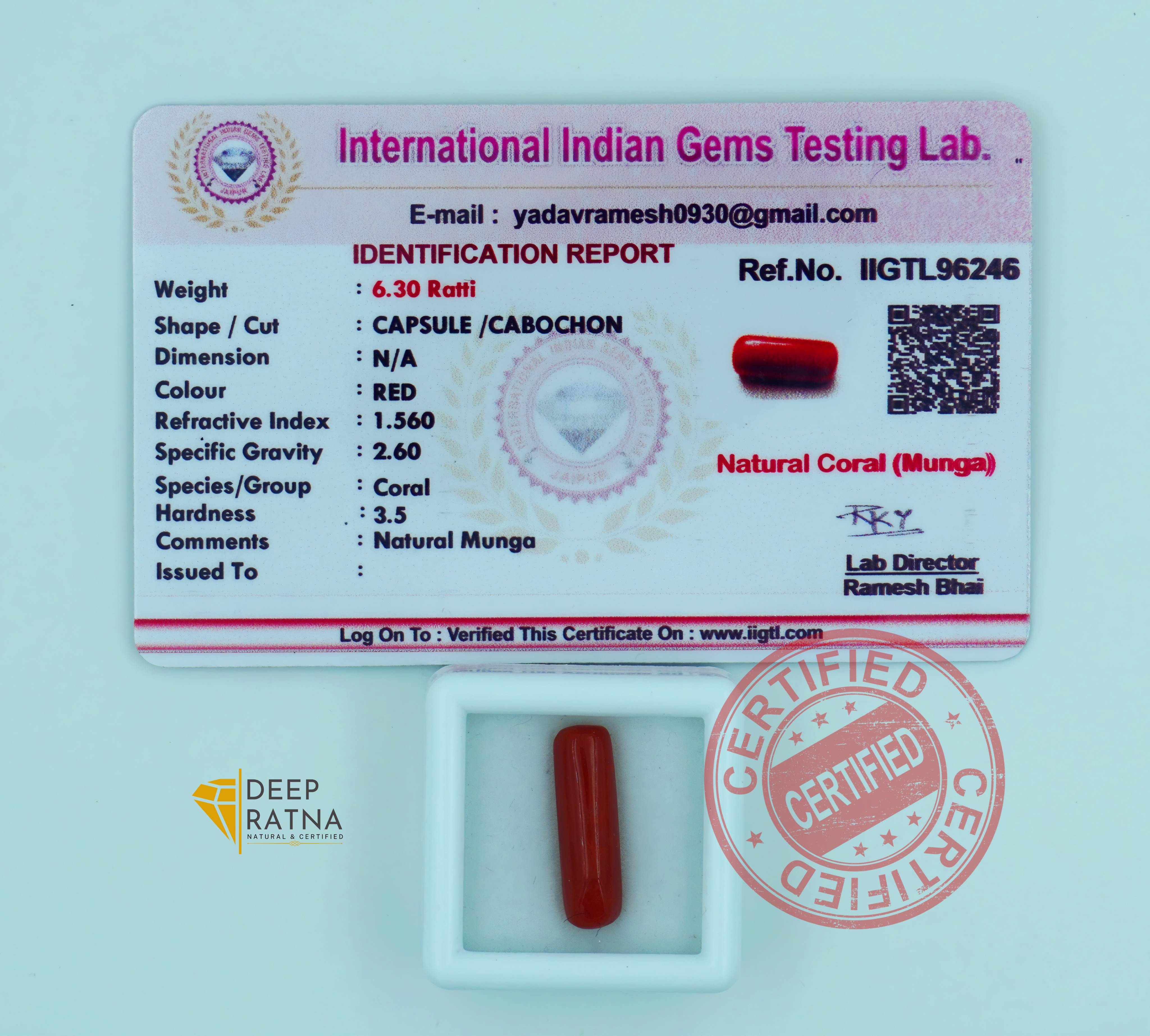 Red Coral 5.75 Carat (Italian)