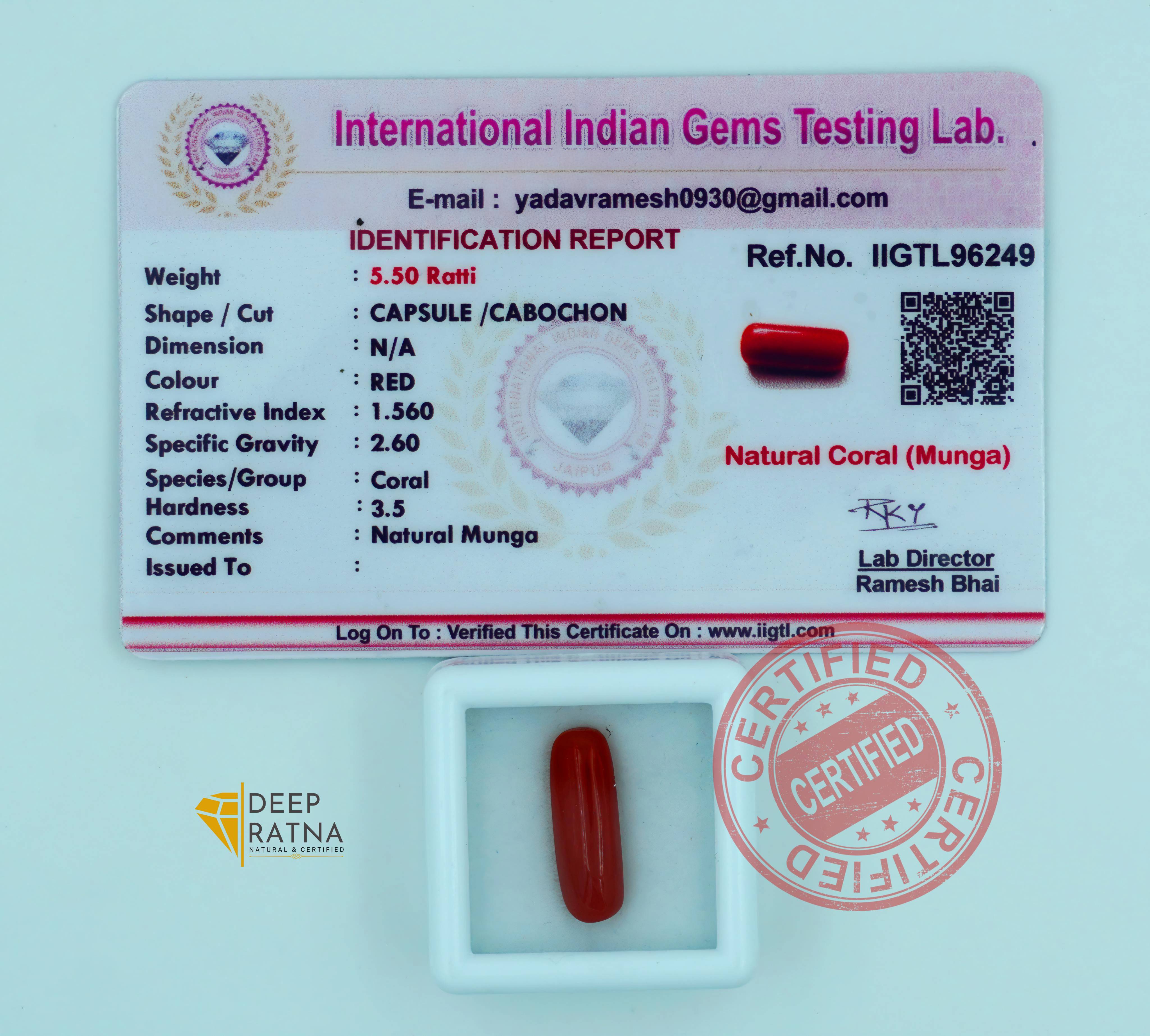 Red Coral 5.03 Carat (Italian)