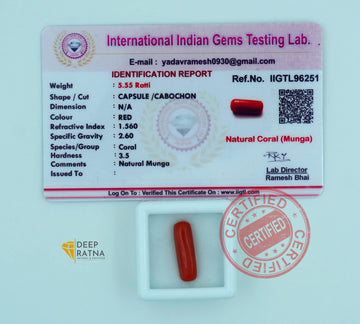 Red Coral 5.05 Carat (5.55 Ratti) Italian