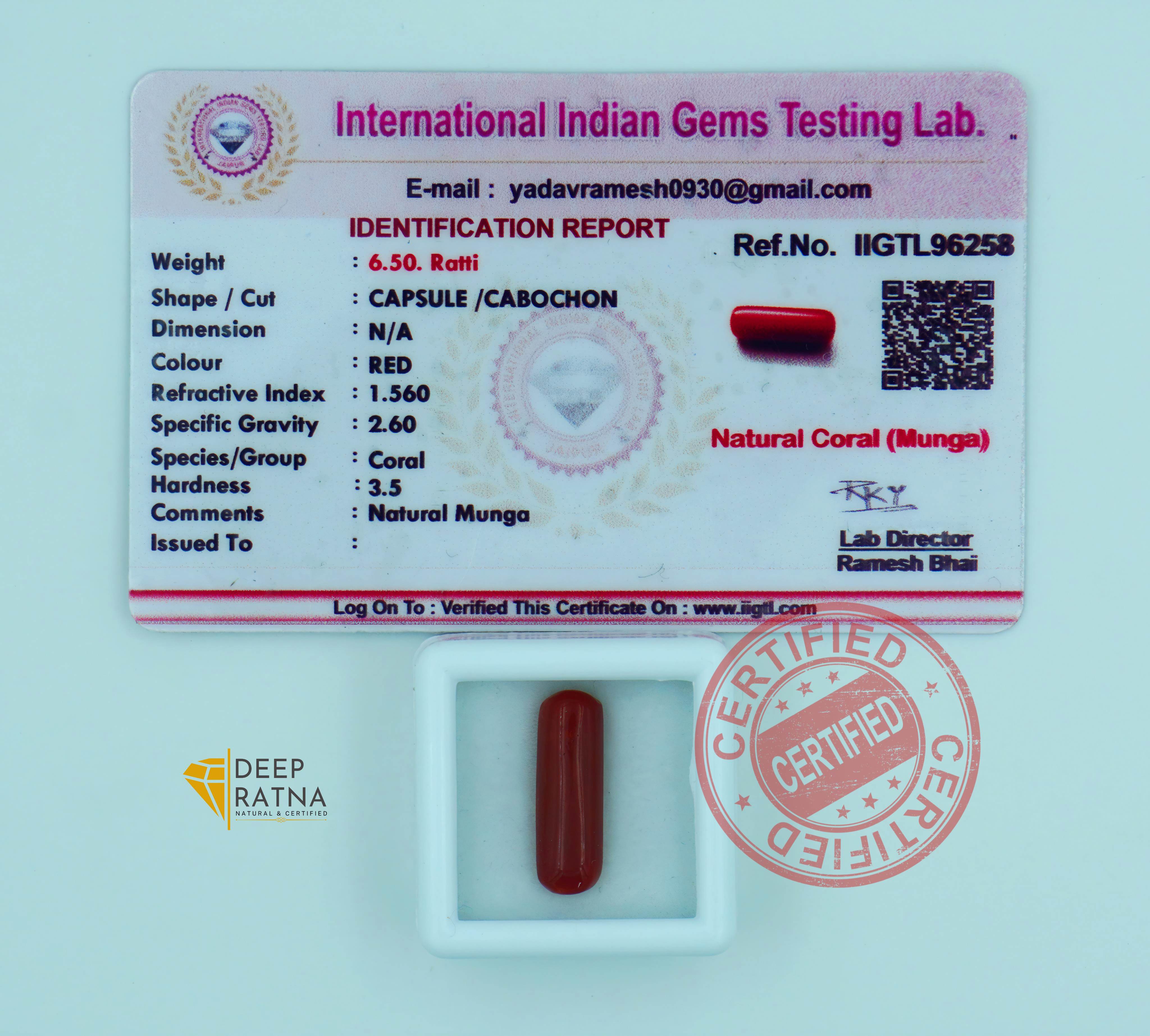 Red Coral 5.89 Carat (Italian)