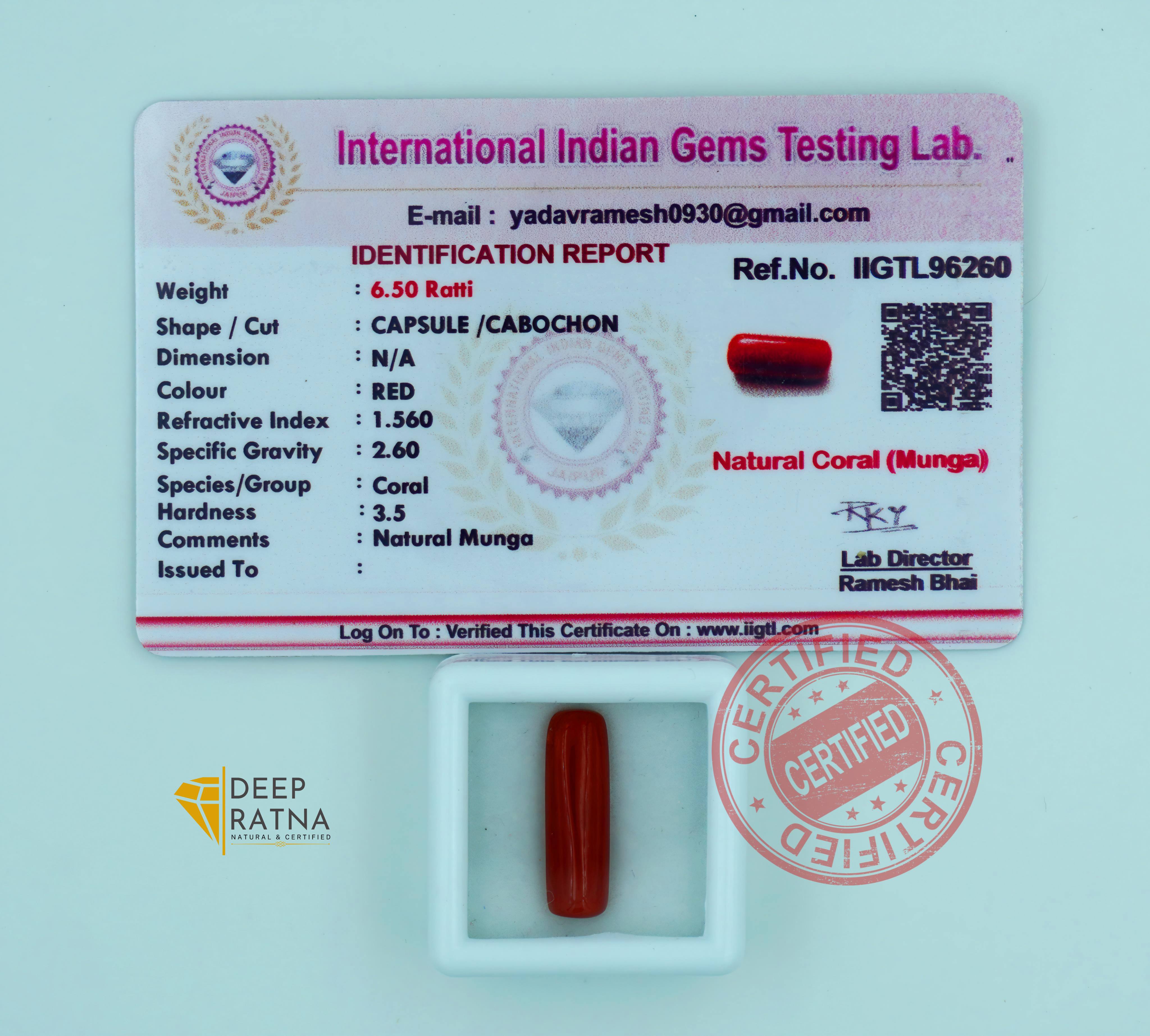 Red Coral 5.91 Carat (Italian)