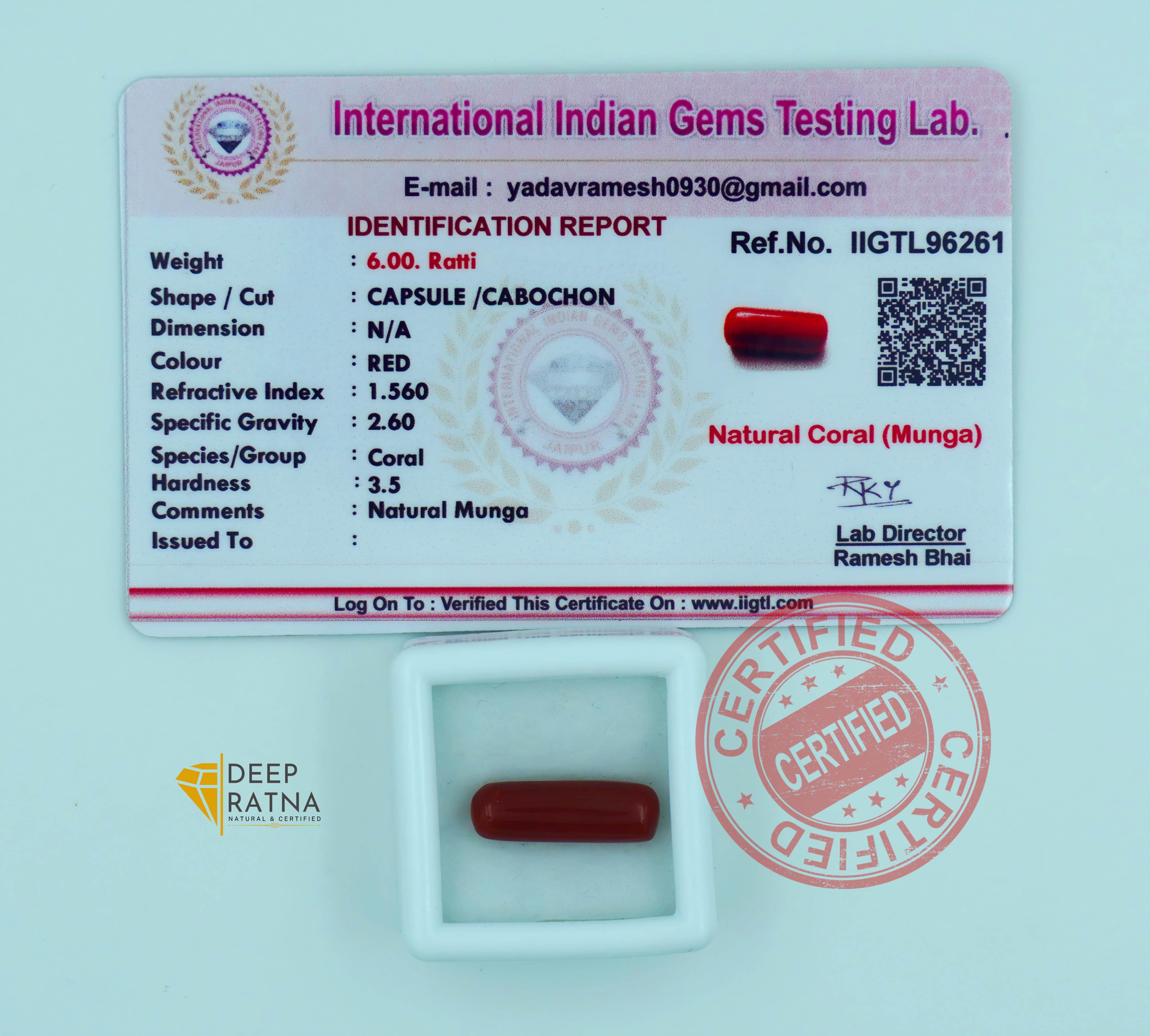 Red Coral 5.48 Carat (Italian)