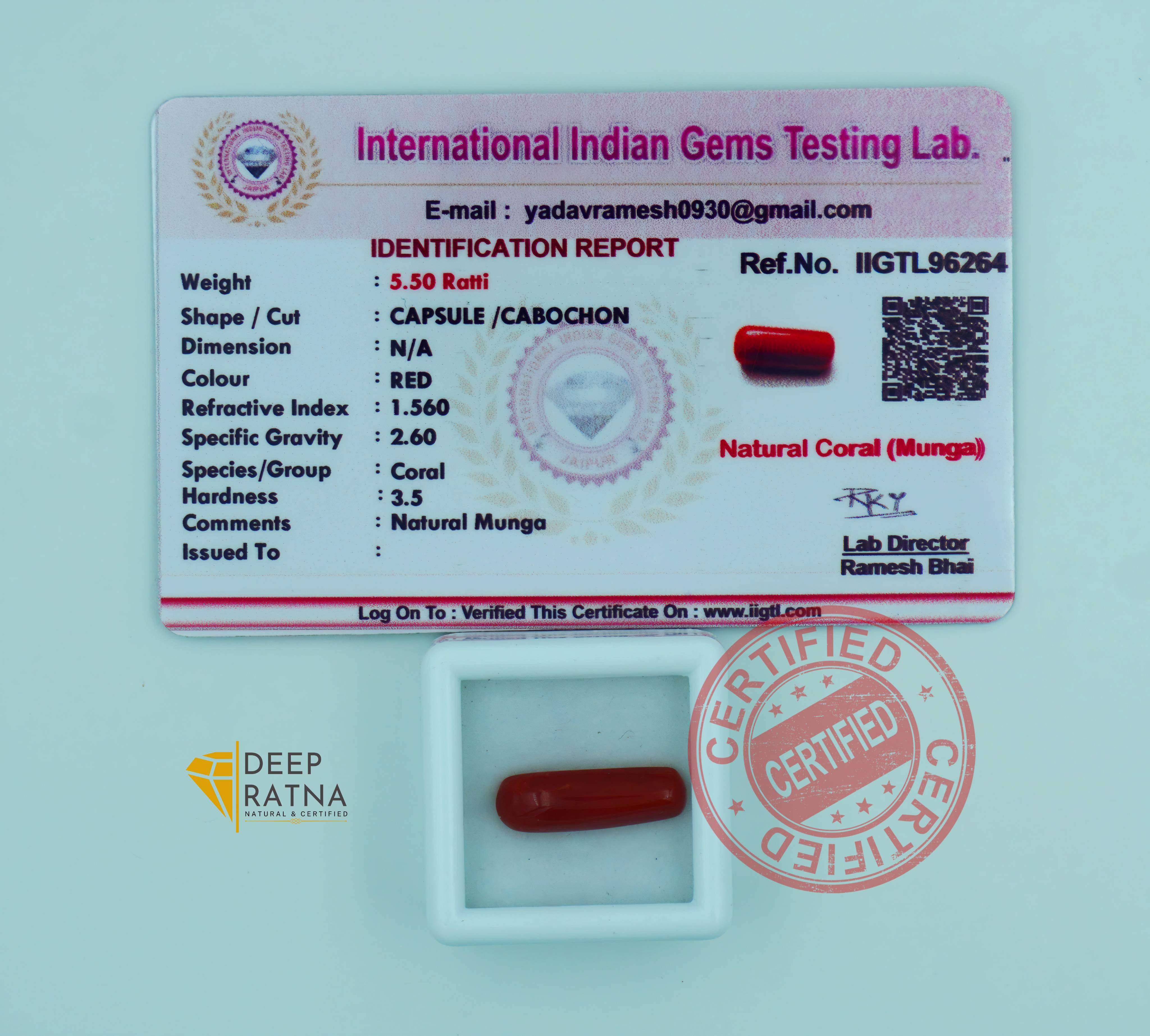 Red Coral 5.02 Carat (Italian)