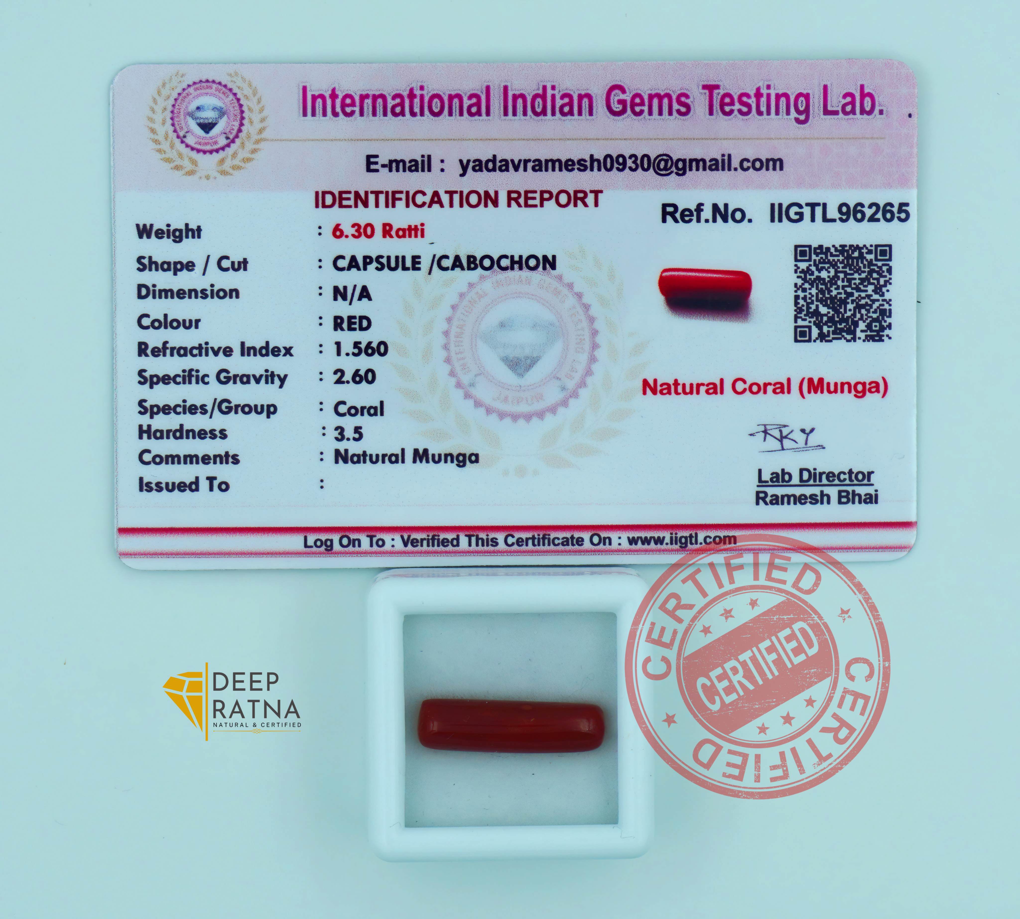 Red Coral 5.72 Carat (Italian)