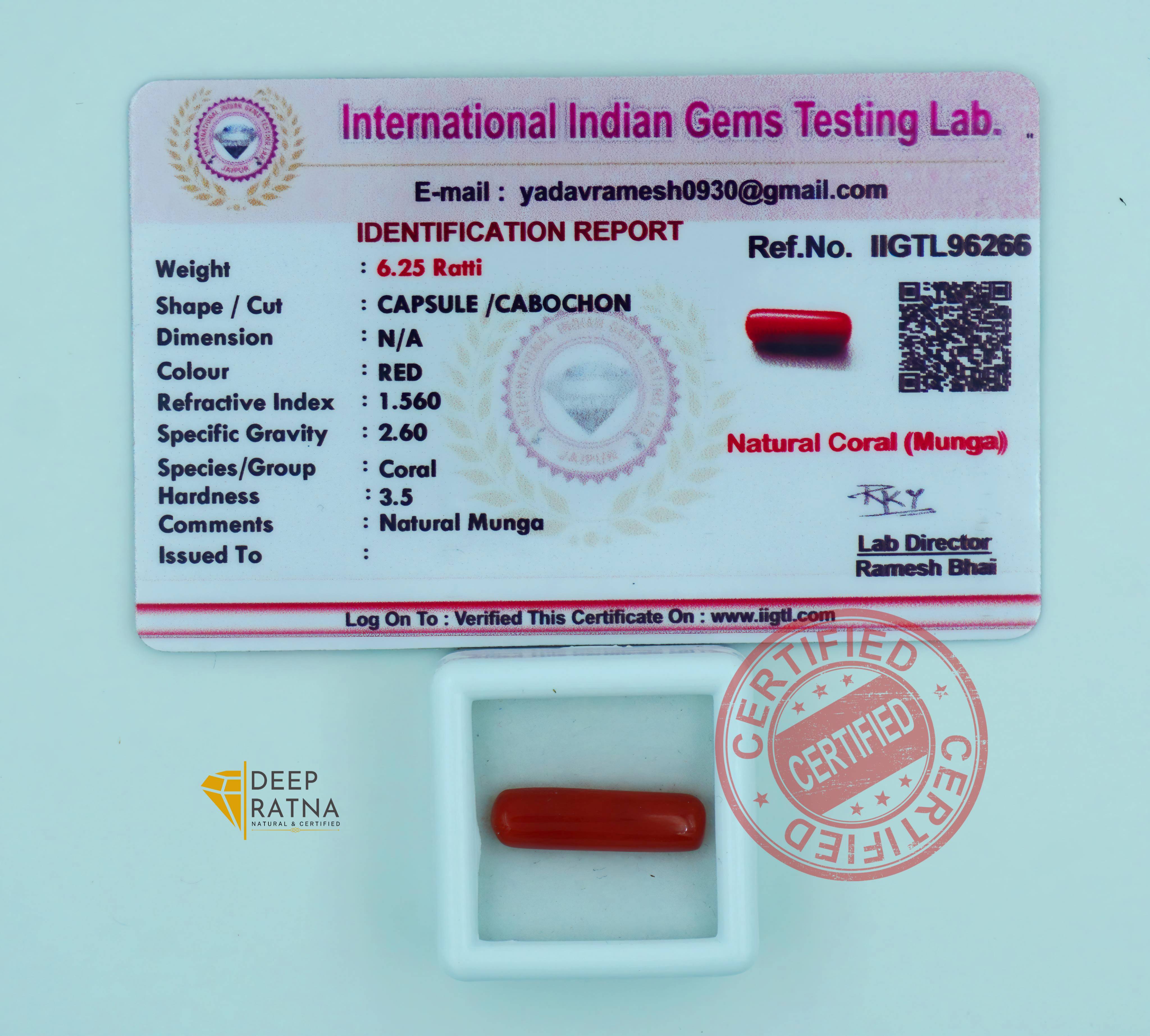 Red Coral 5.68 Carat (Italian)