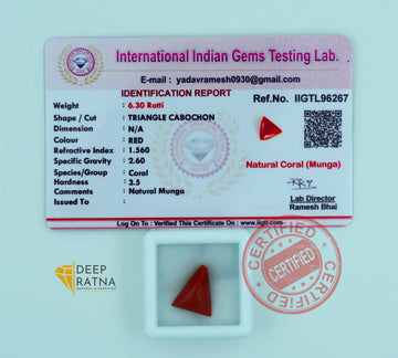 Red Coral 5.75 Carat (6.30 Ratti) Certified A