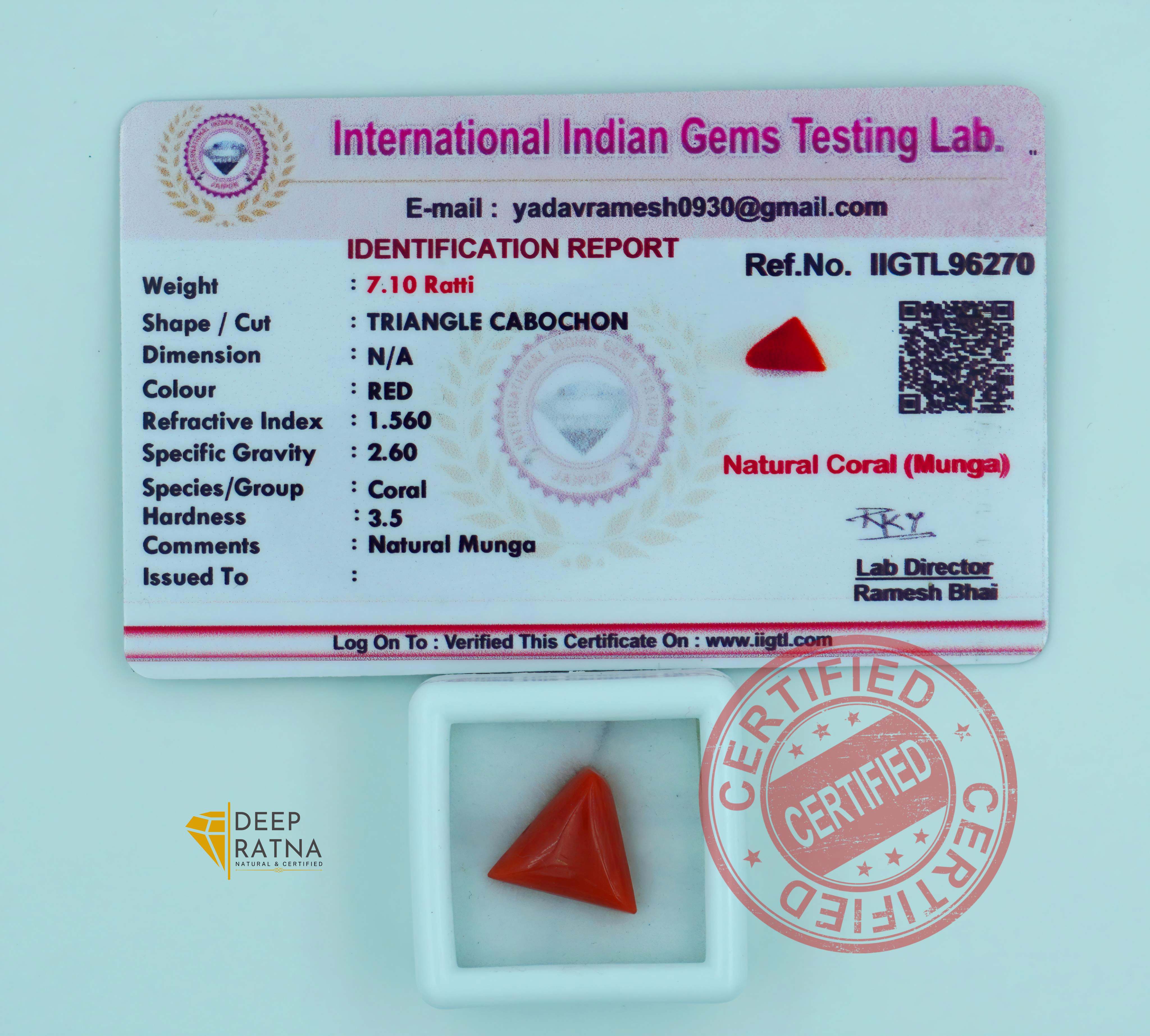 Red Coral 6.45 Carat (Italian)