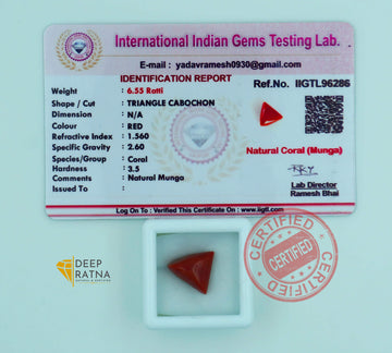 Red Coral 5.95 Carat (6.55 Ratti) Certified