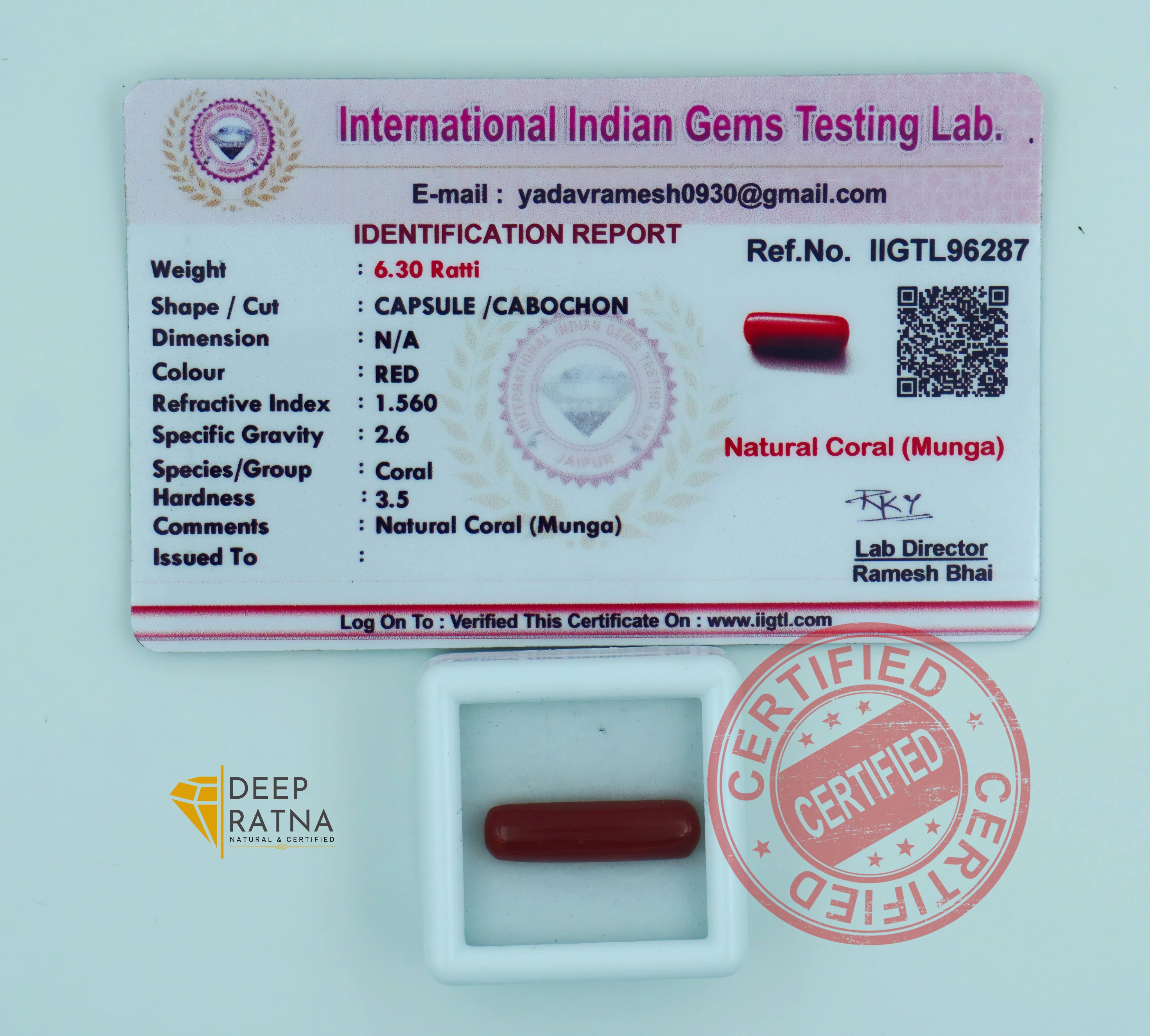 Red Coral 5.74 Carat (Italian)