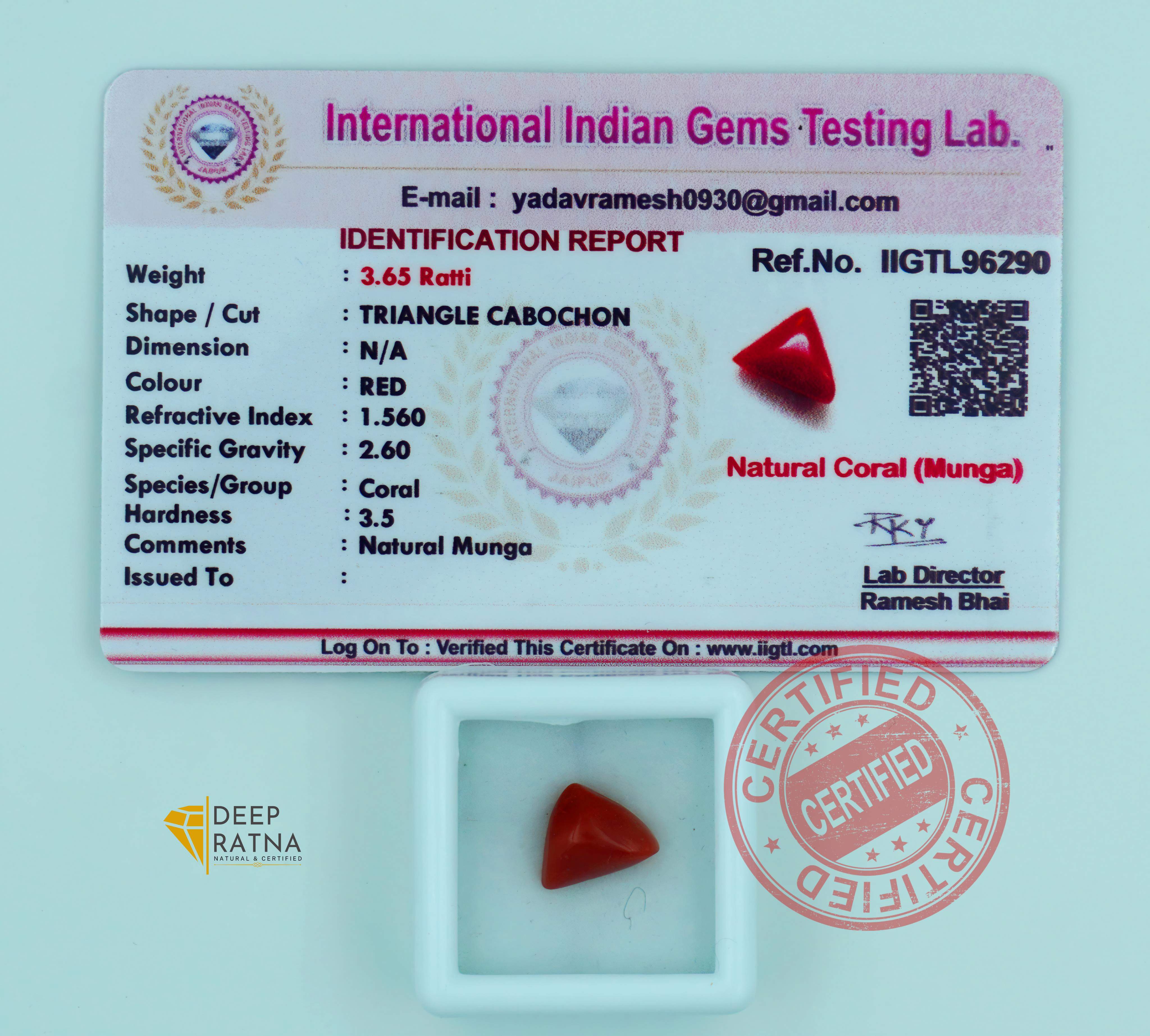 Red Coral 3.32 Carat (Italian)