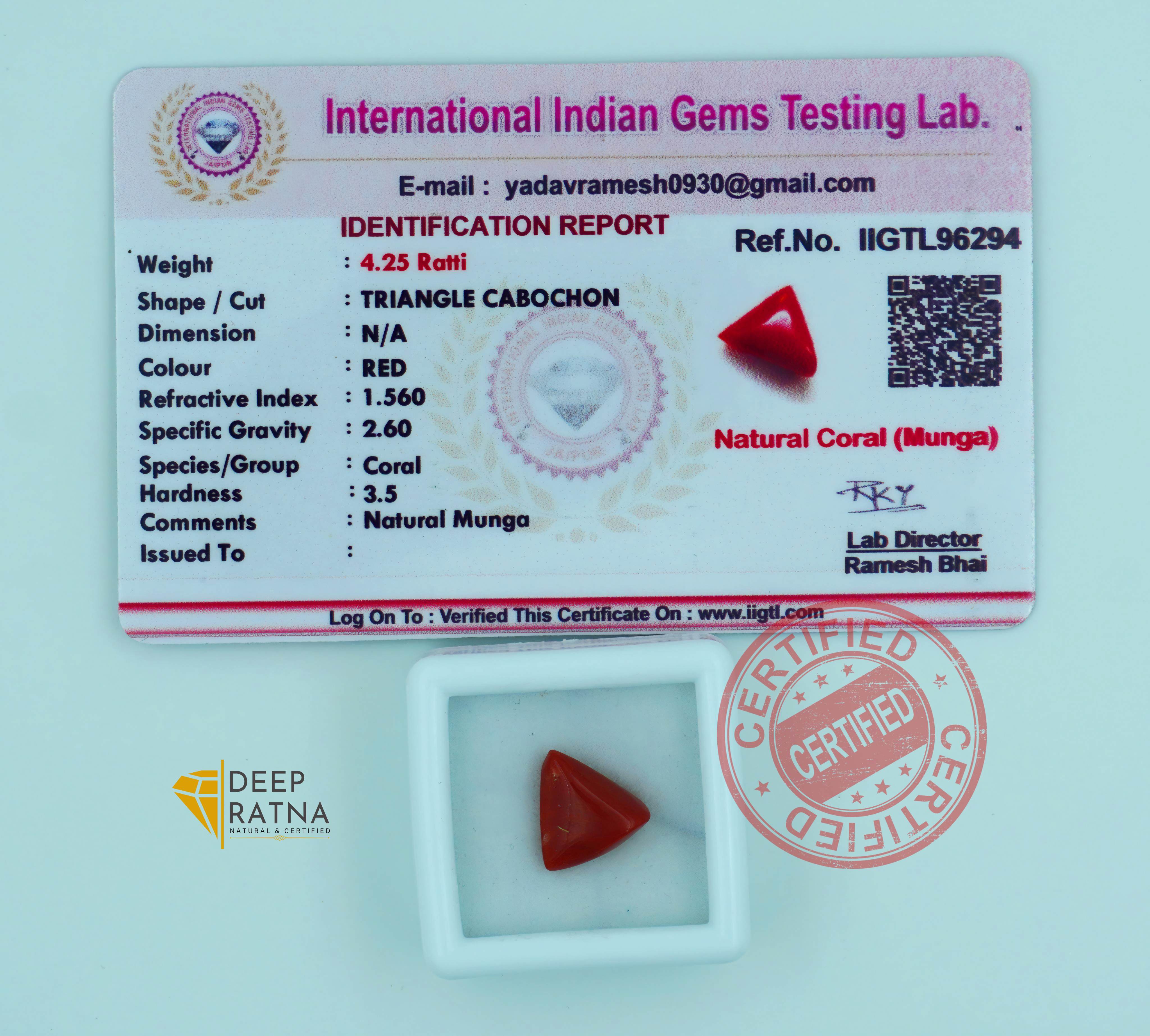 Red Coral 3.78 Carat (Italian)