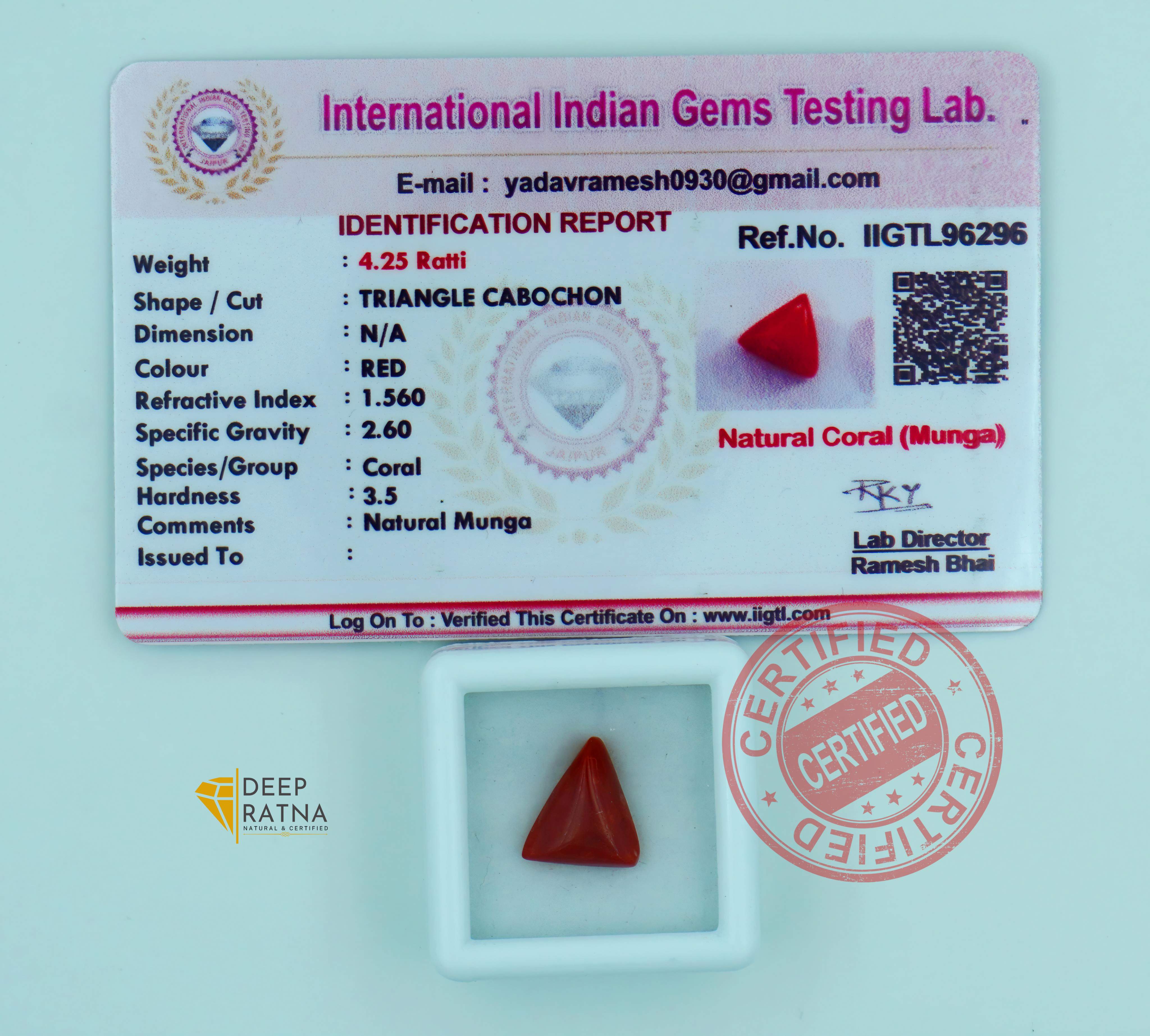 Red Coral 3.80 Carat (Italian)