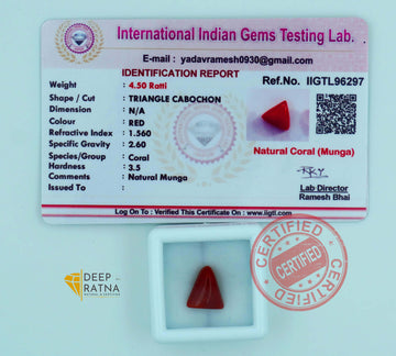Red Coral 4.10 Carat (4.50 Ratti) Certified