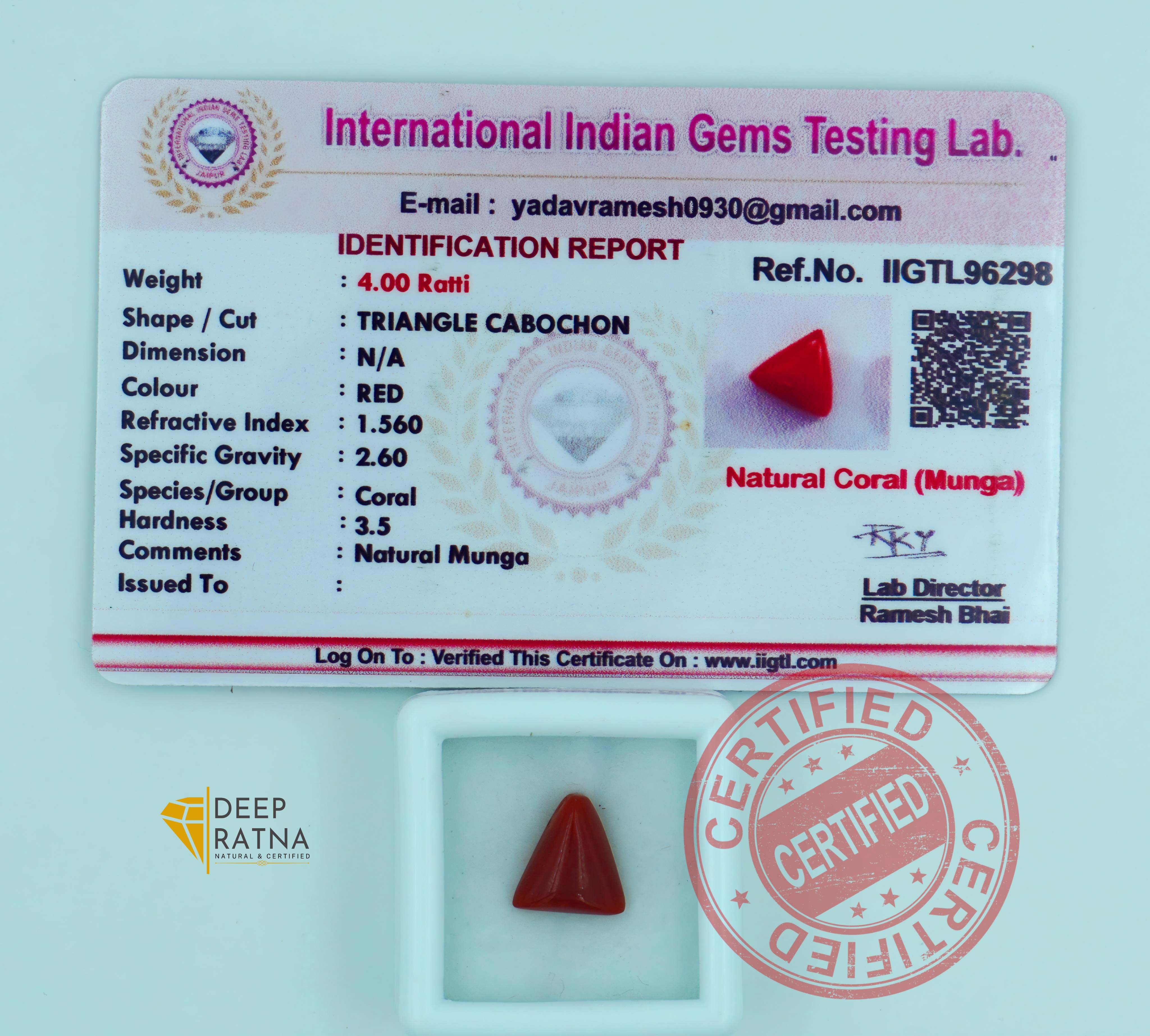 Red Coral 3.67 Carat (Italian)