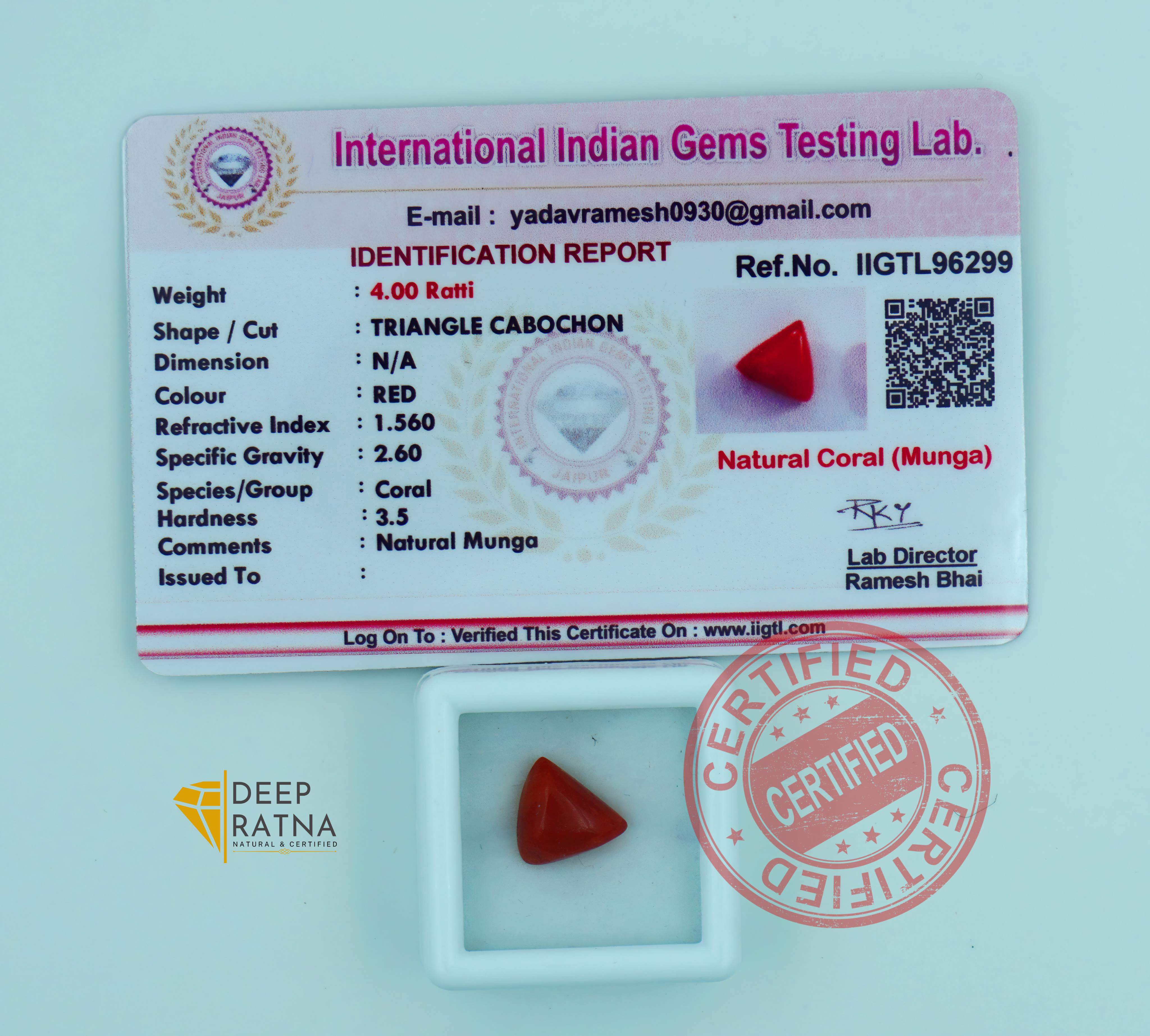 Red Coral 3.68 Carat (Italian)