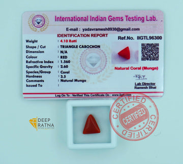 Red Coral 3.70 Carat (4.10 Ratti) Certified