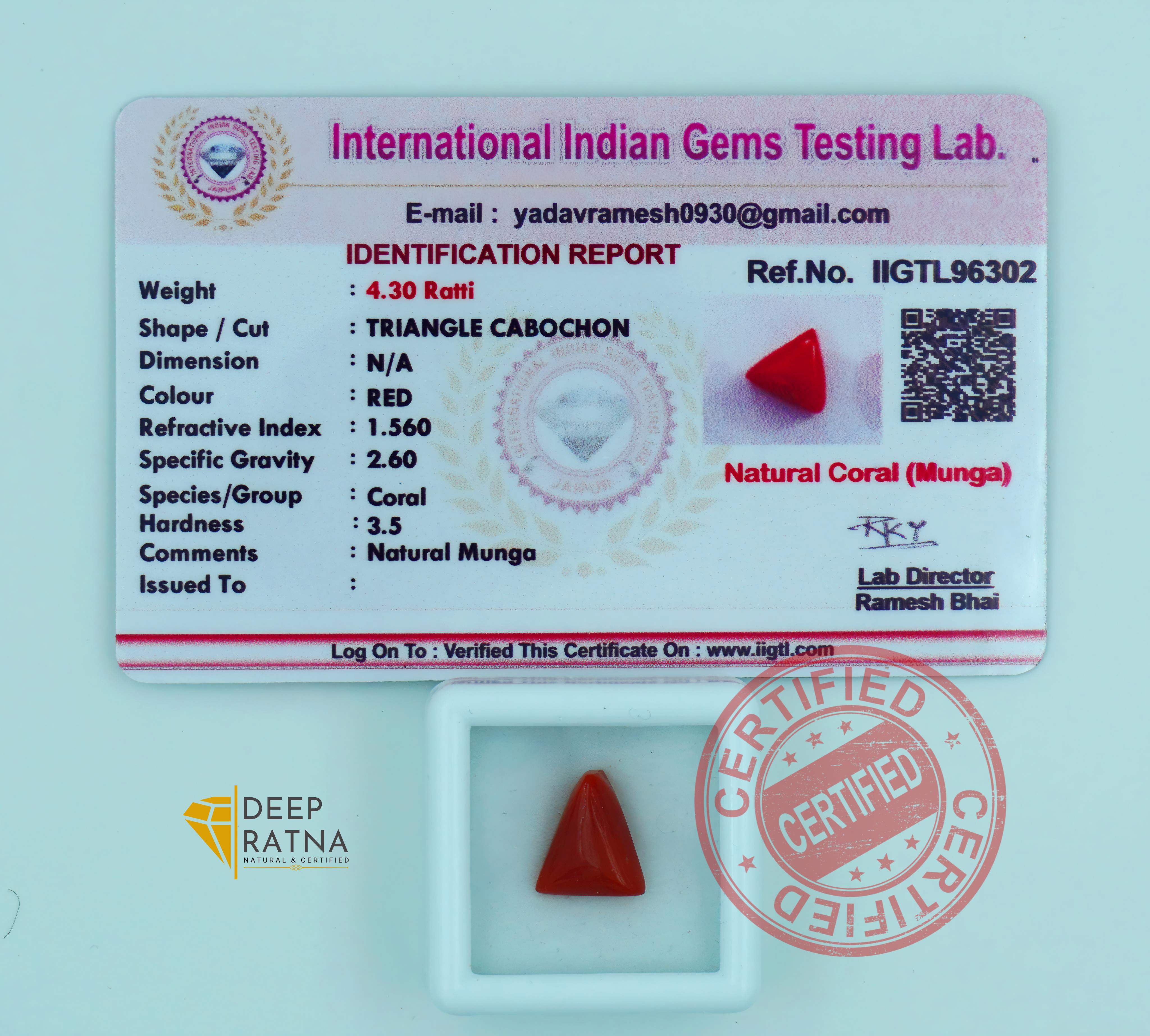 Red Coral 3.95 Carat (Italian)