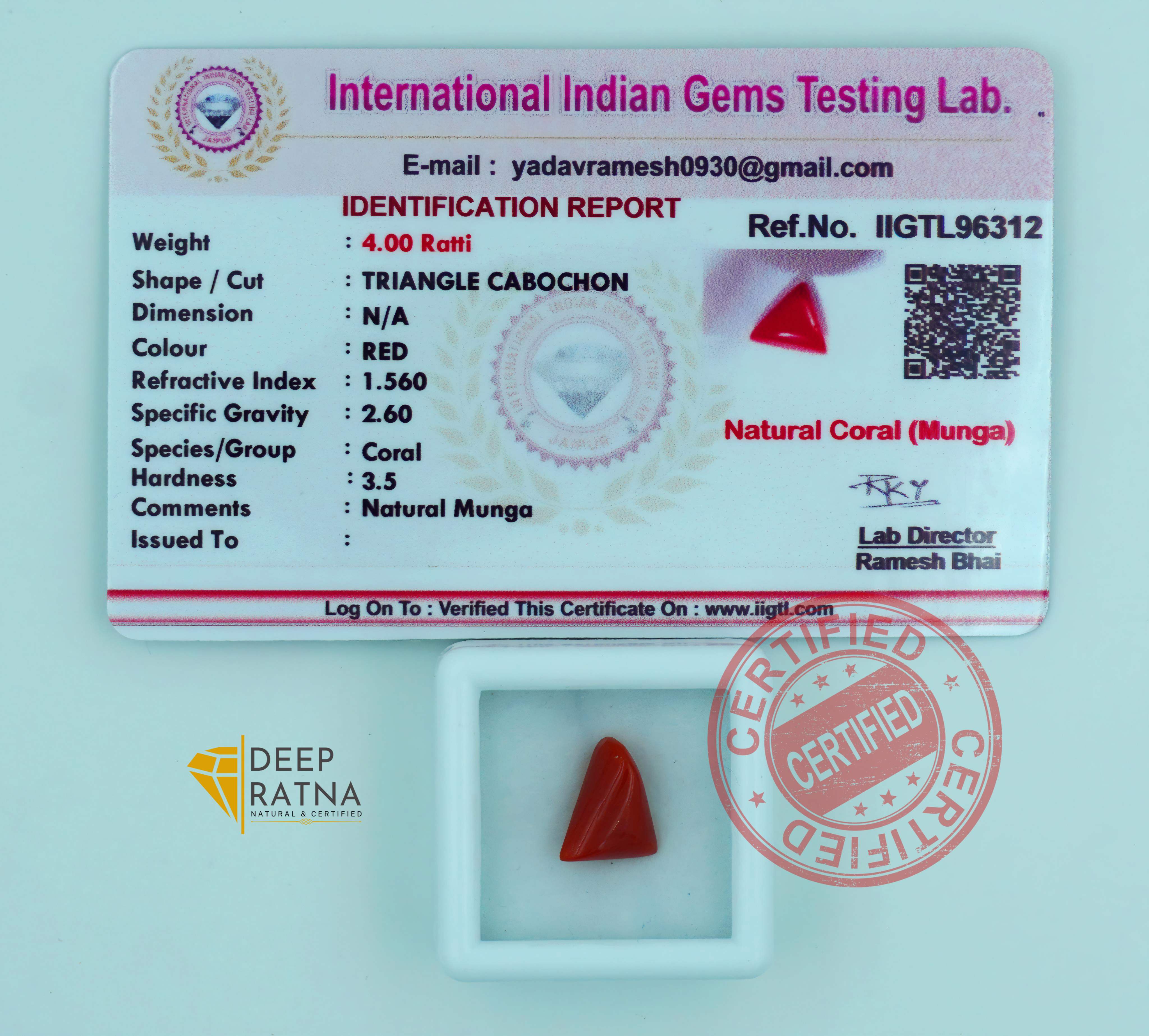 Red Coral 3.64 Carat (Italian)