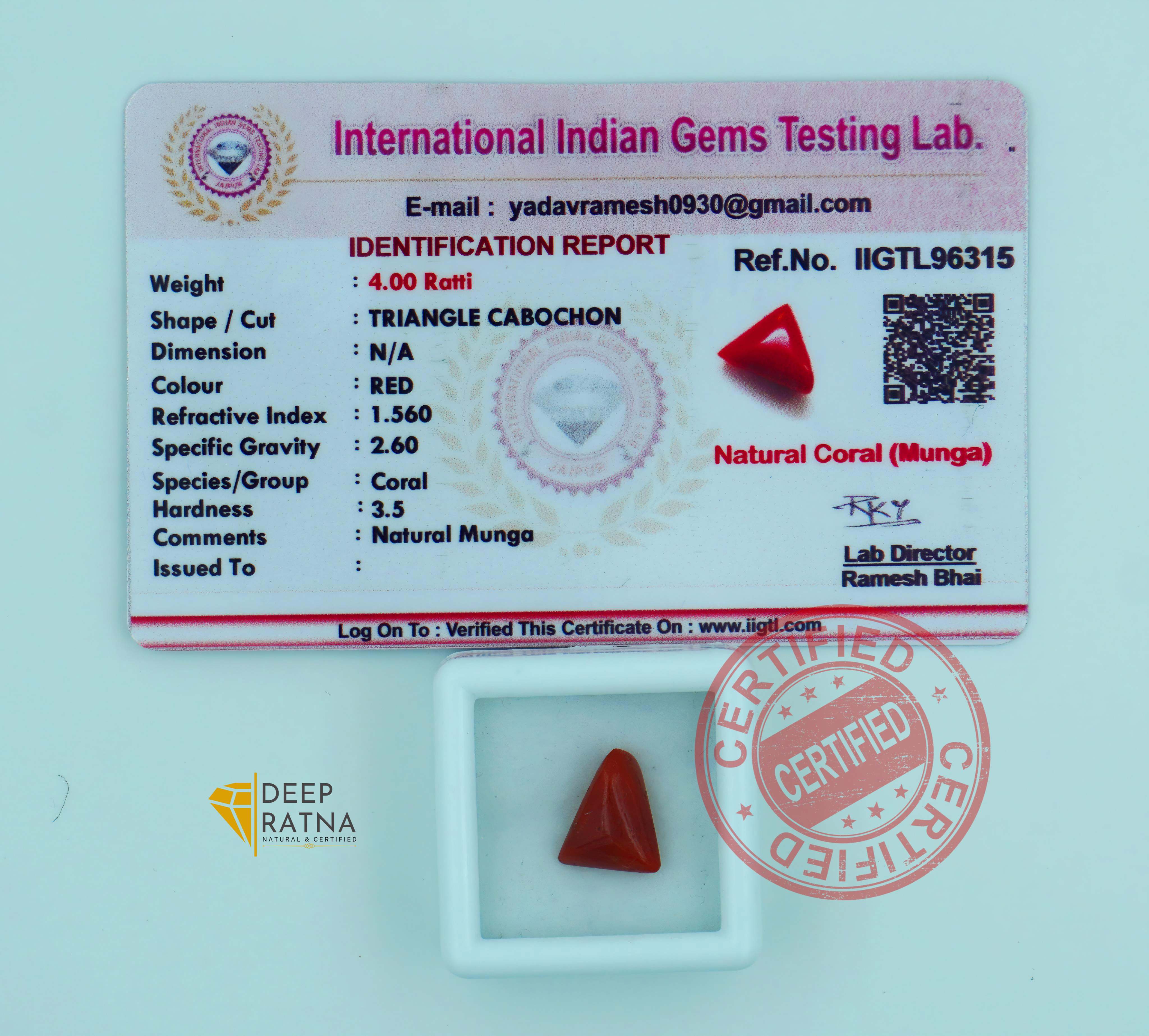 Red Coral 3.69 Carat (Italian)