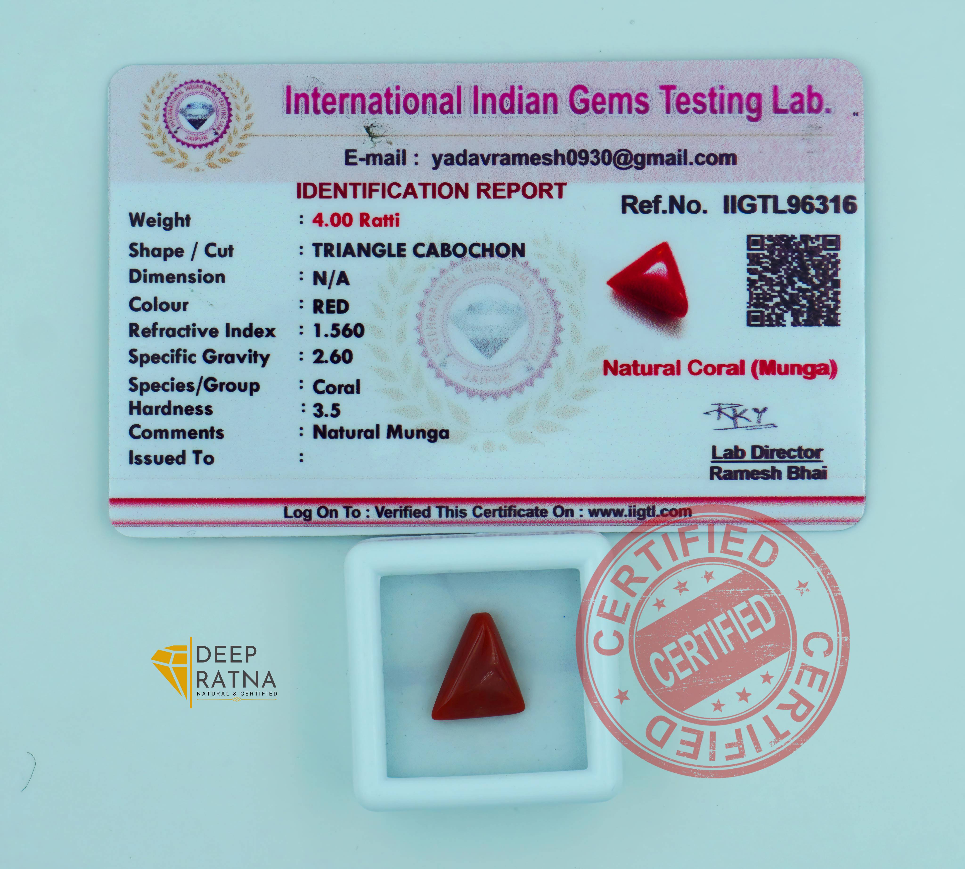 Red Coral 3.59 Carat (Italian)