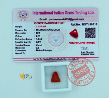 Red Coral 3.23 Carat (3.55 Ratti) Certified