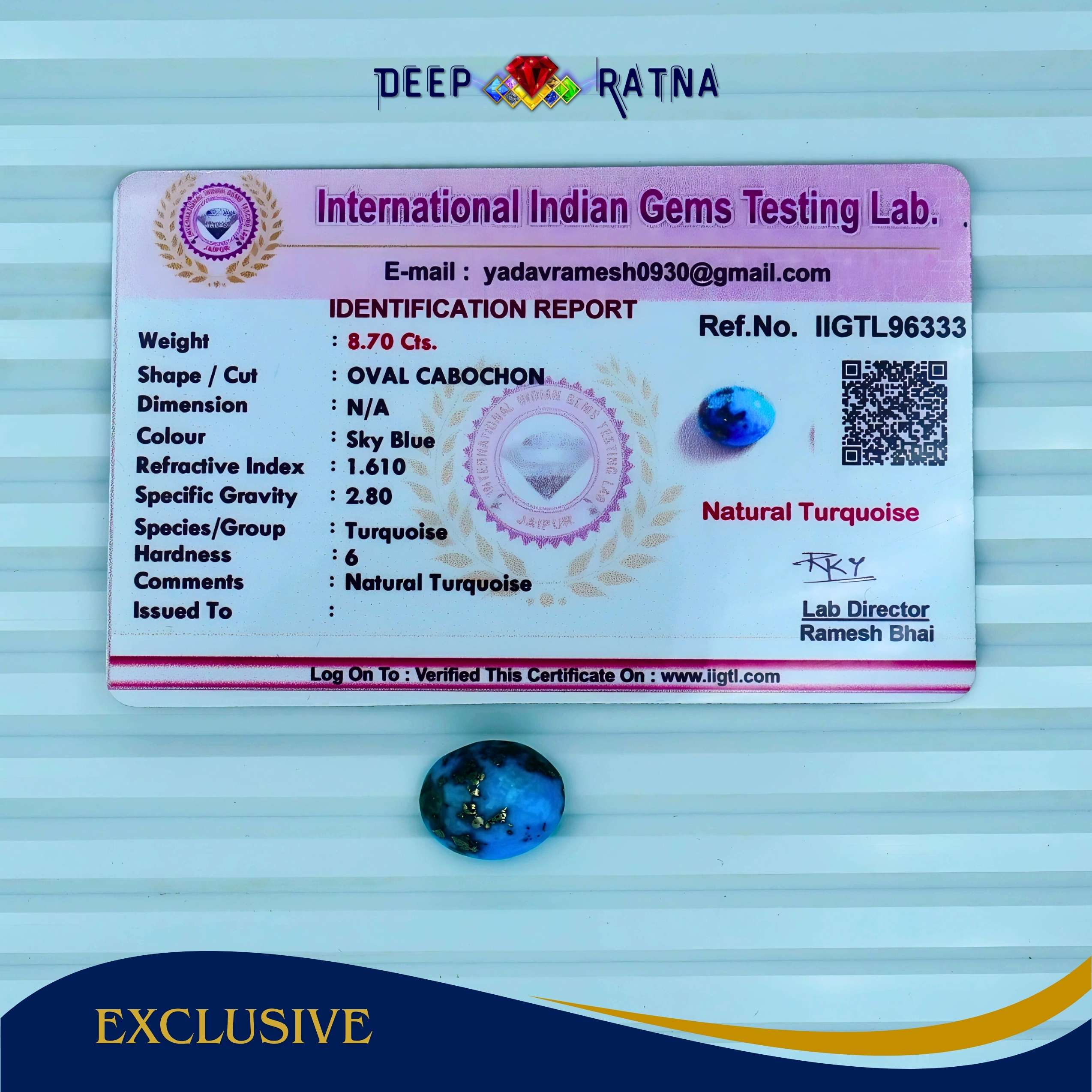 Irani Firoza (Turquoise) 8.70 Carat