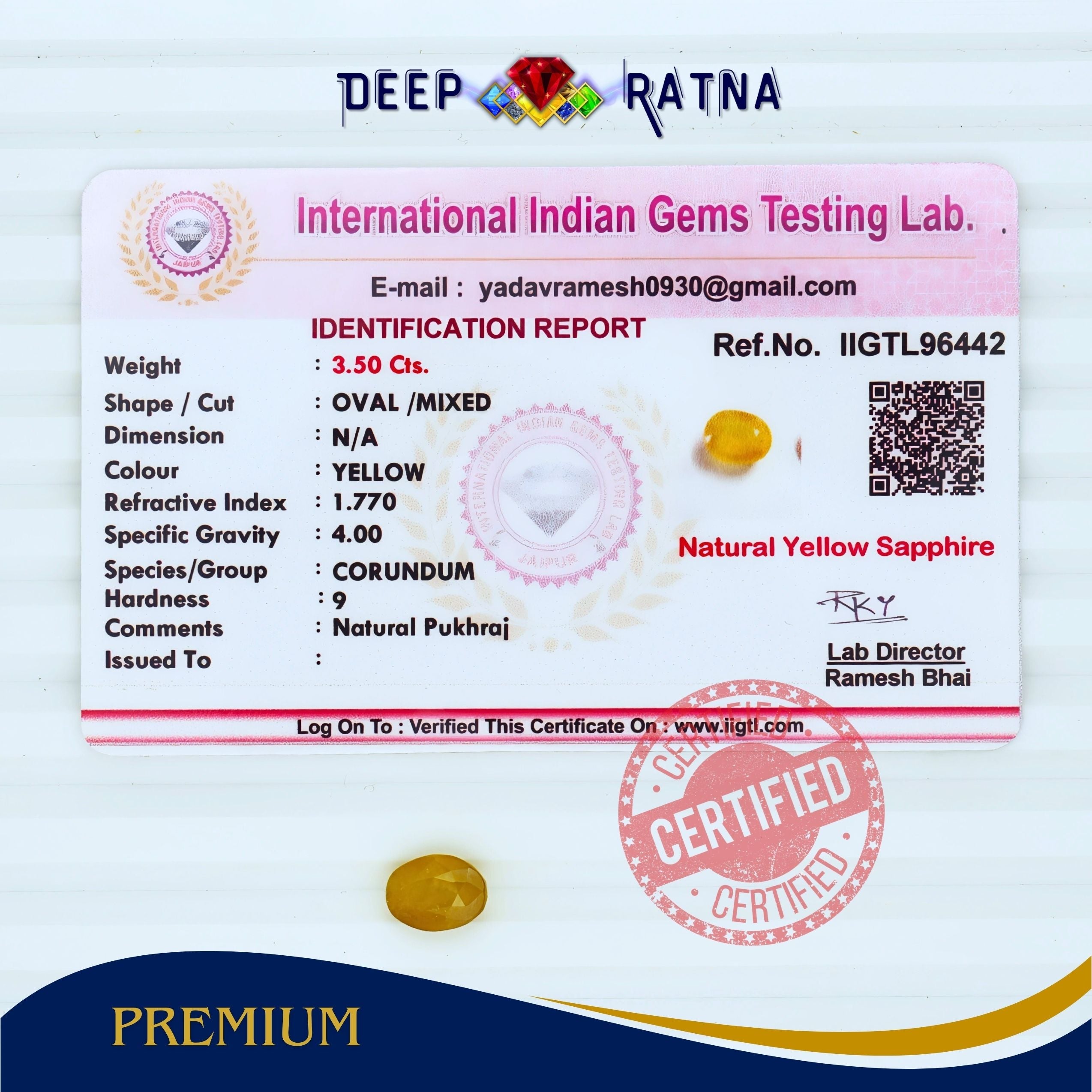 Yellow Sapphire 3.50 Carat (Thailand)